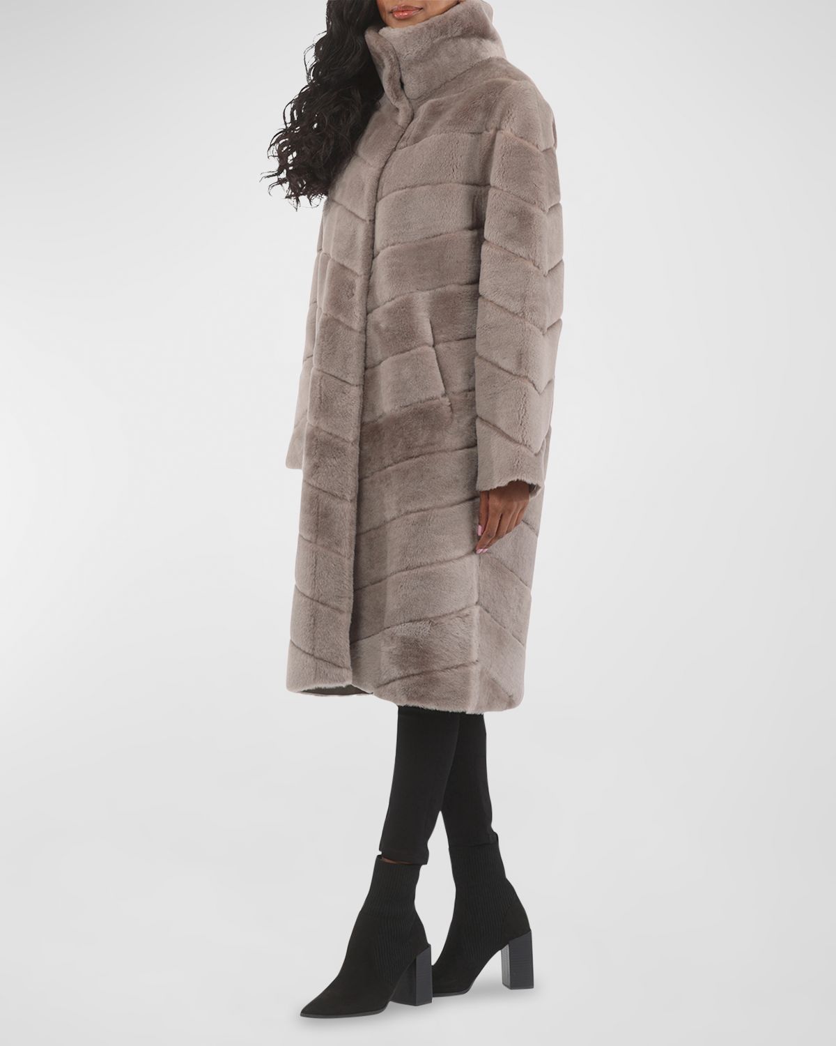 Gorski Reversible Chevron Lamb Shearling Coat