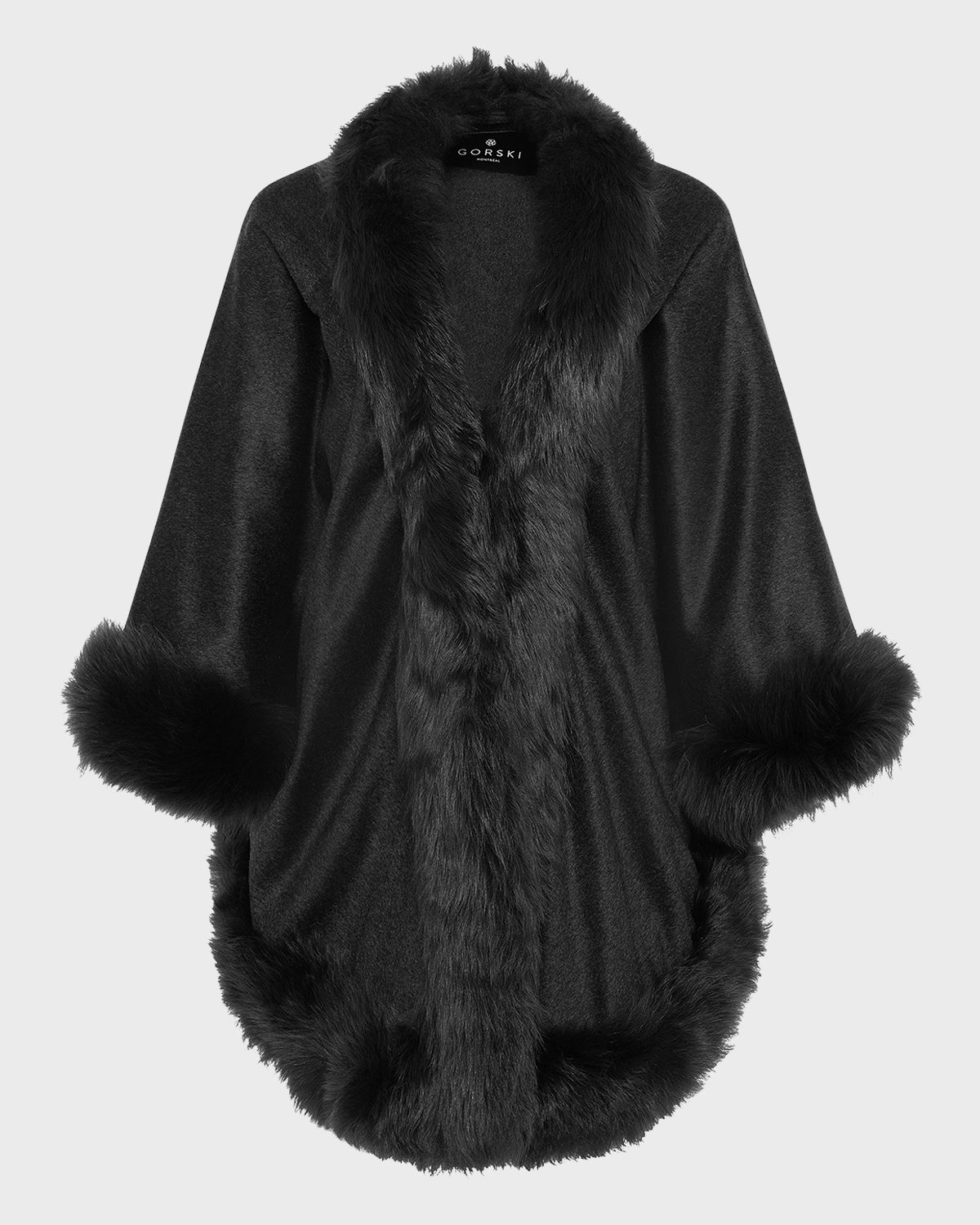 Gorski Cashmere Cape With Toscana Shearling Lamb Trim