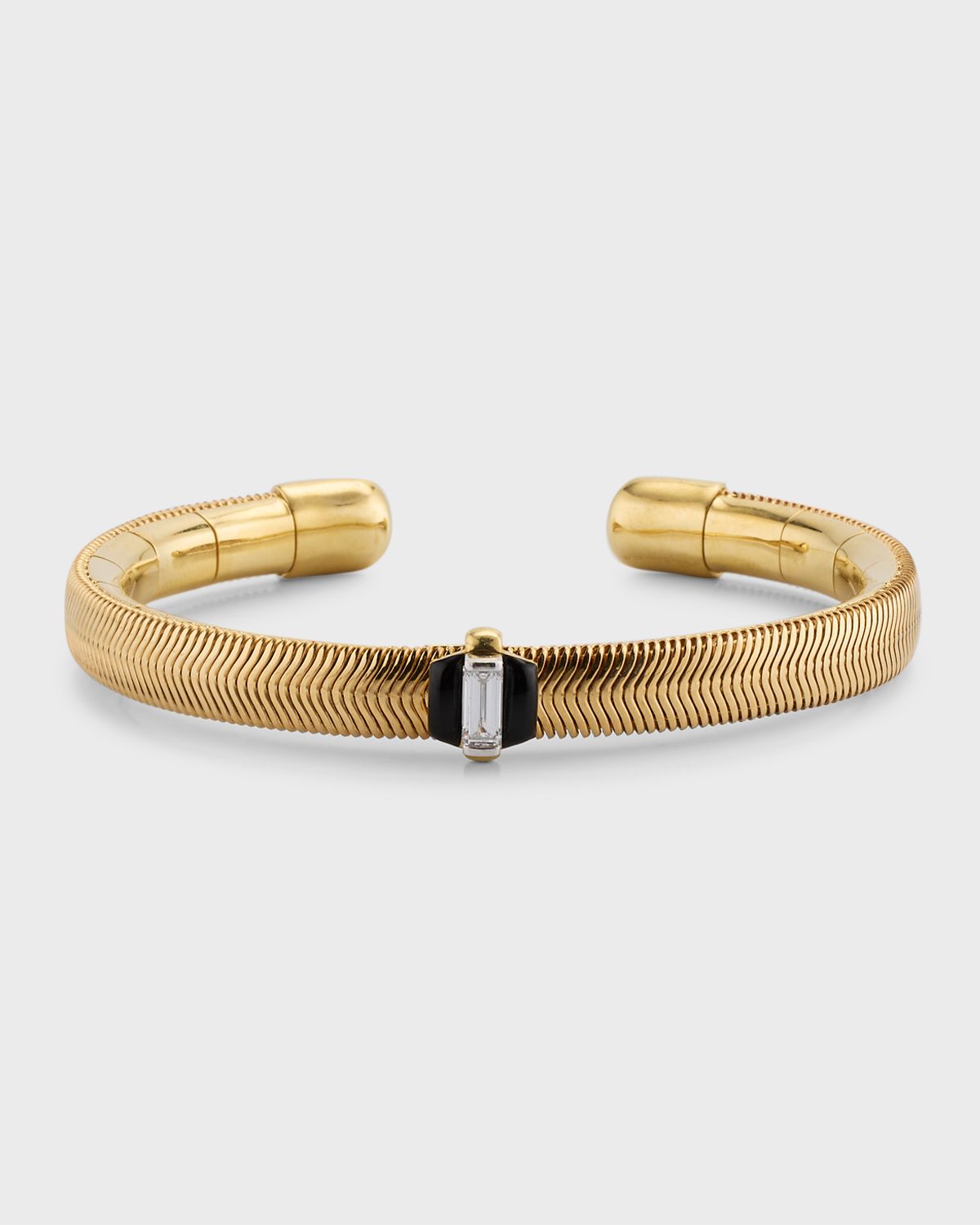 Nikos Koulis 18K Yellow Gold Feelings Bracelet with White Diamond Baguette