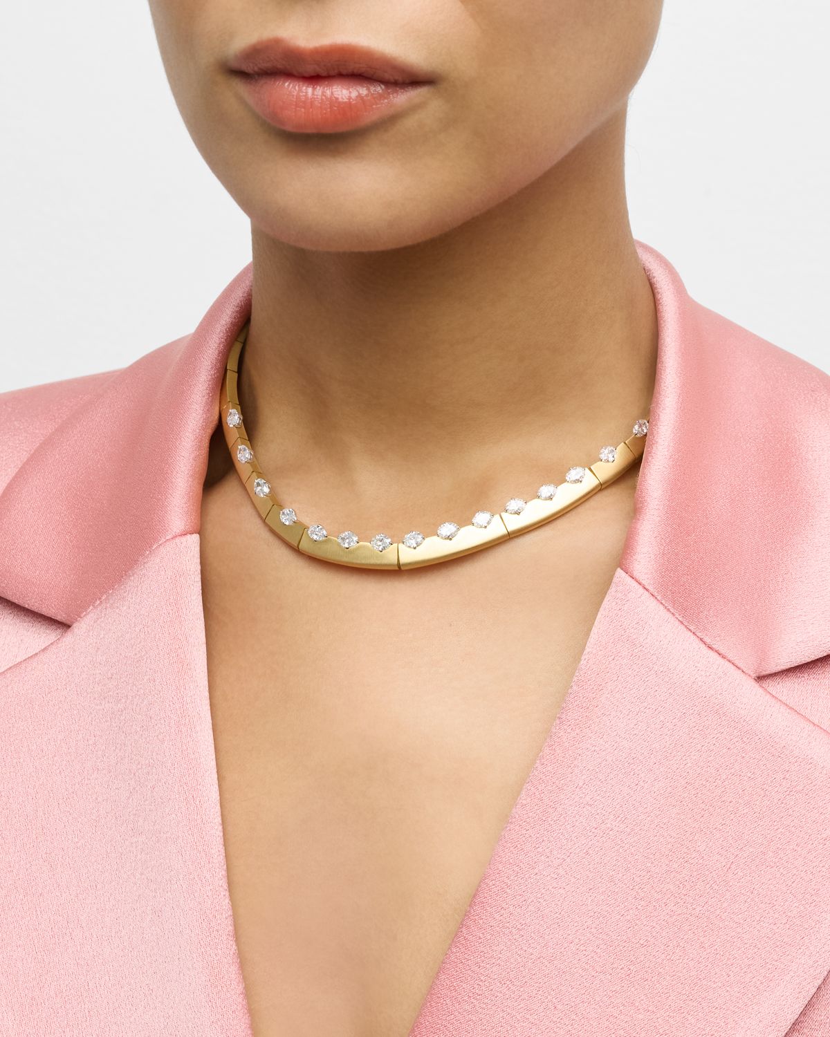 Nikos Koulis 18K Yellow Gold Me Necklace with Oval White Diamonds