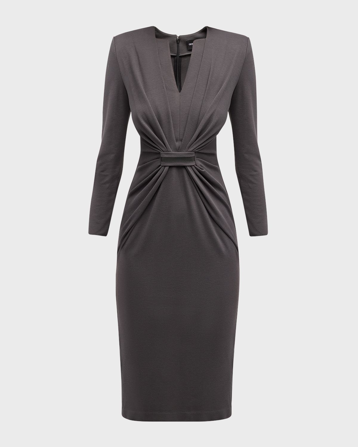 Giorgio Armani Tab-Front Gathered Jersey Sheath Dress | Thumbnail 8