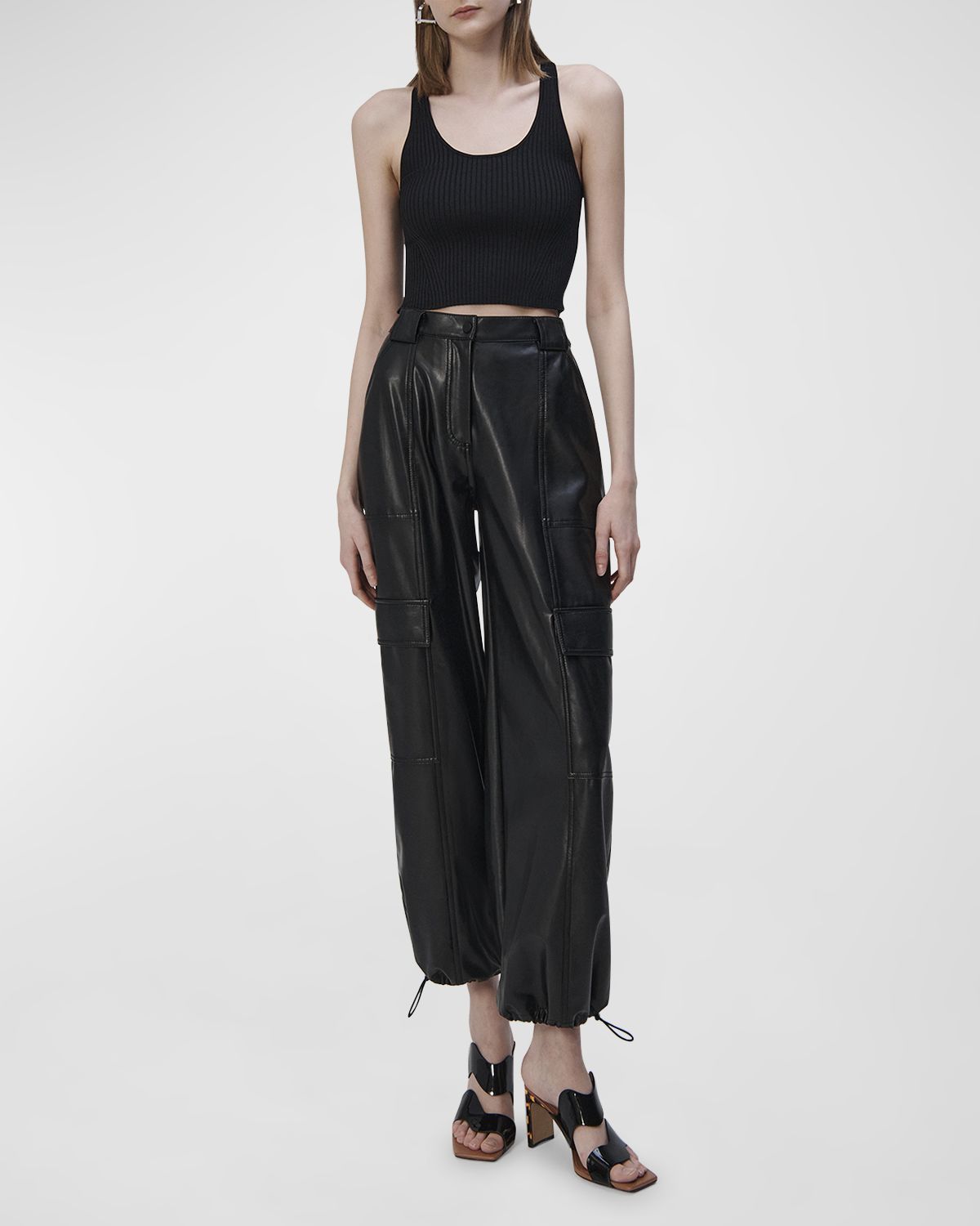 SIMKHAI Luxe Vegan Leather Cargo Pants