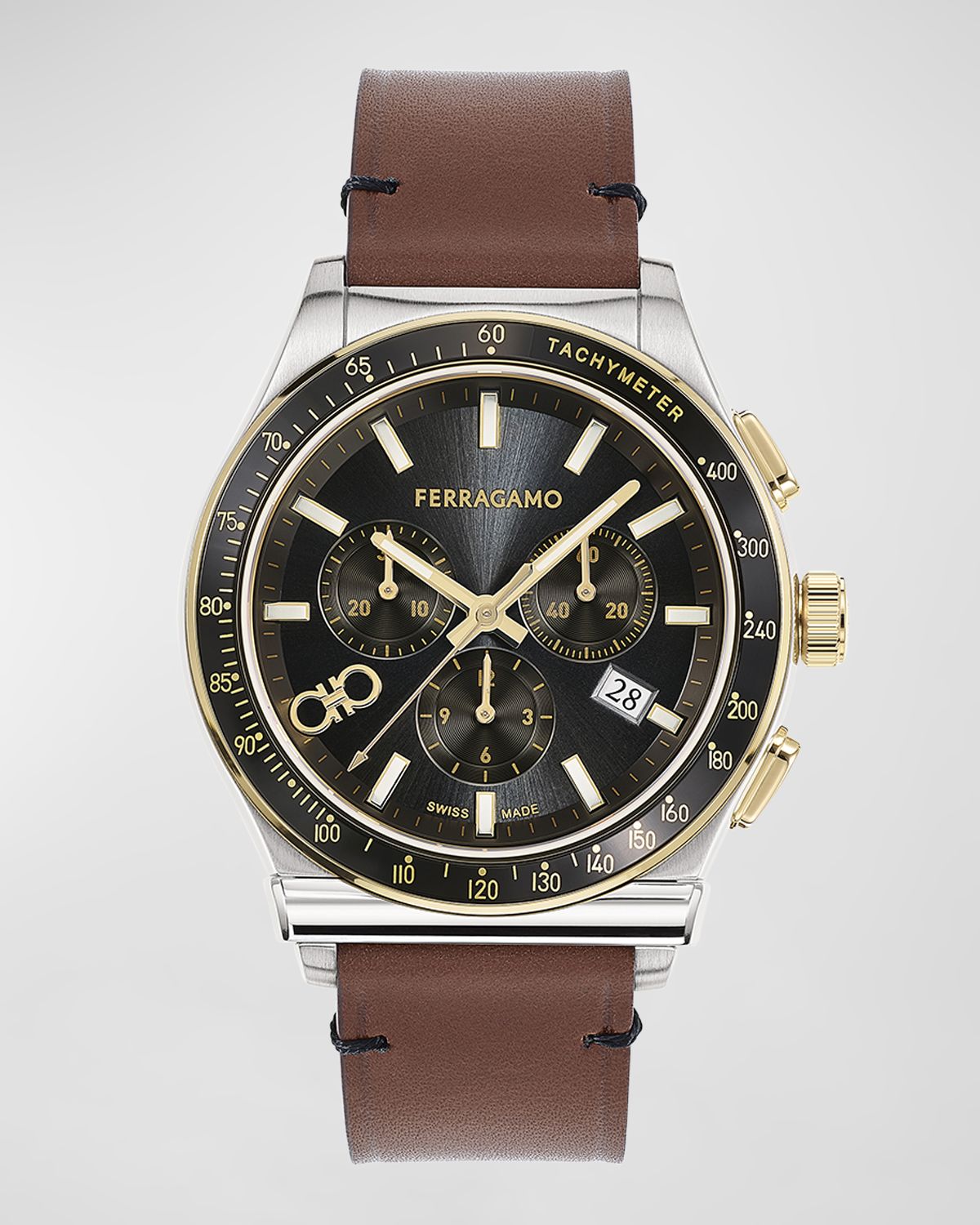 Ferragamo Men 's 42mm 1927 Chrono Watch with Leather Strap