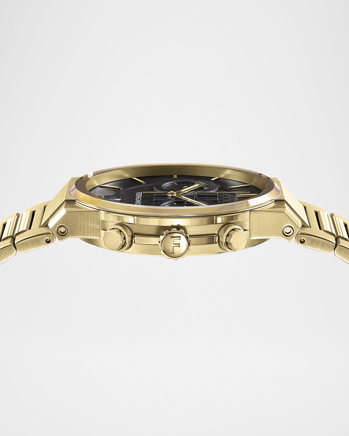 Ferragamo 41mm Sapphire Chrono Watch with Bracelet Strap, Yellow Gold | Thumbnail 4 Ferragamo 41mm Sapphire Chrono Watch with Bracelet Strap, Yellow Gold | Thumbnail 4