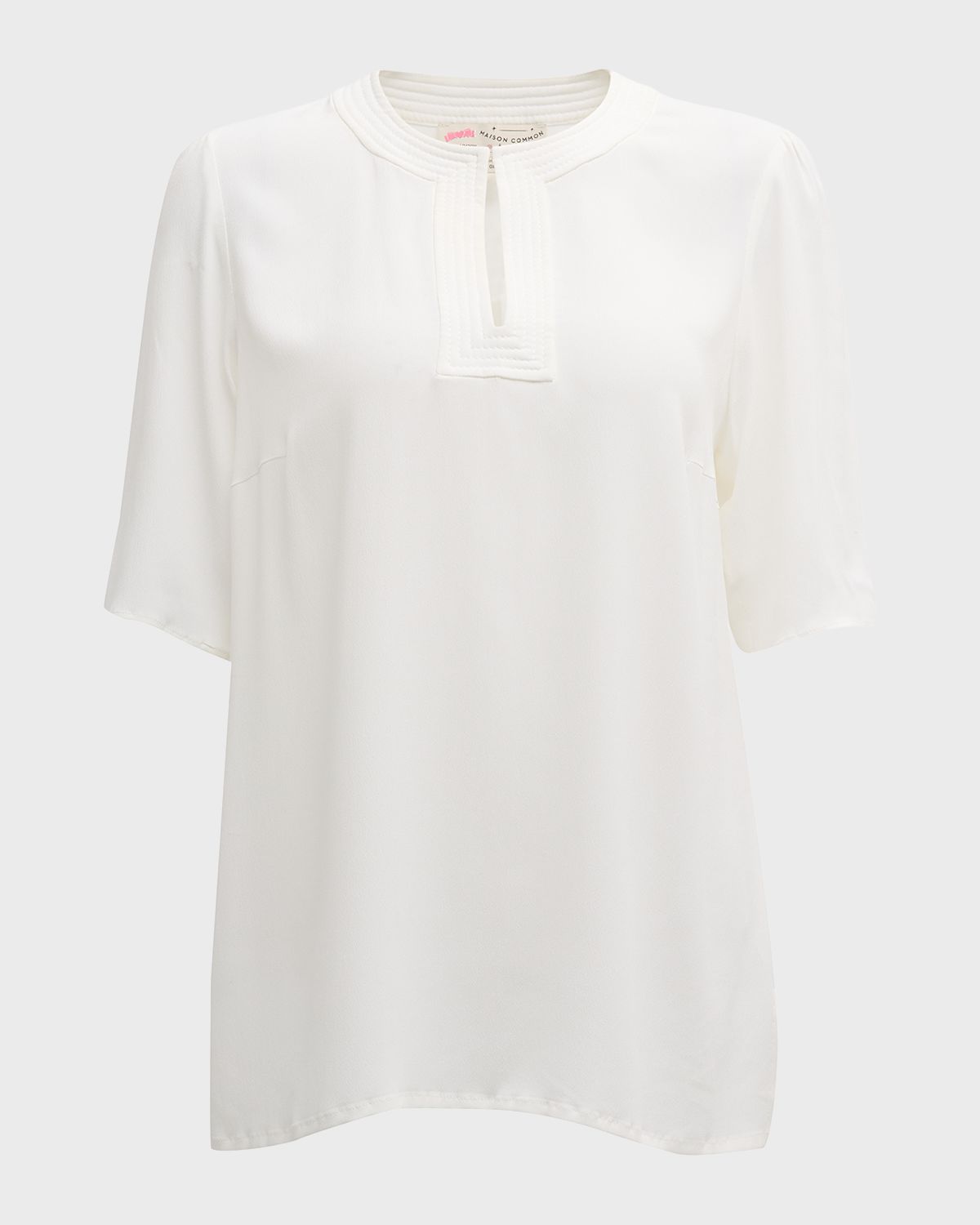 Maison Common Trapunto Silk-Blend Short-Sleeve Blouse