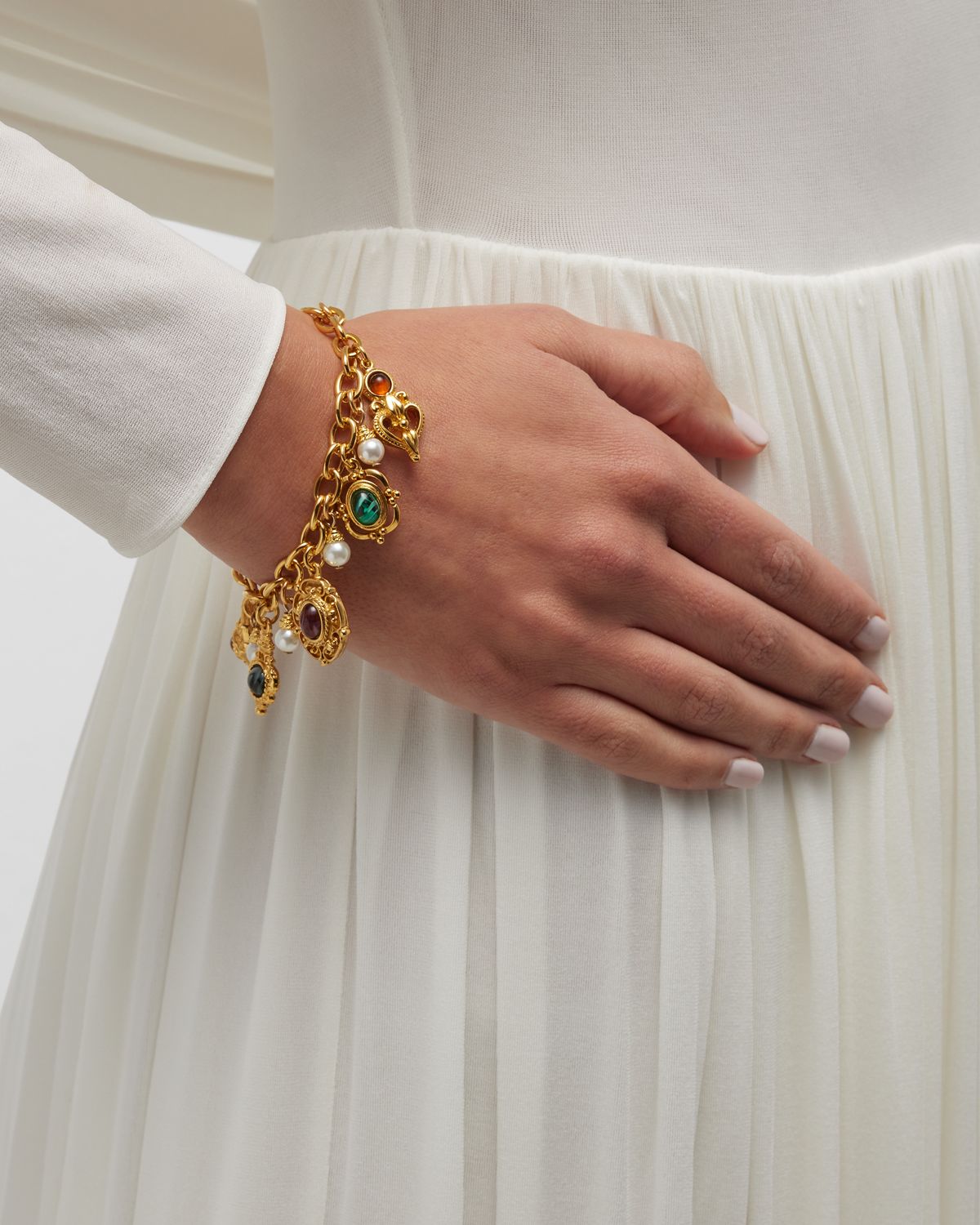 Ben-Amun Stone and Pearly Charm Bracelet