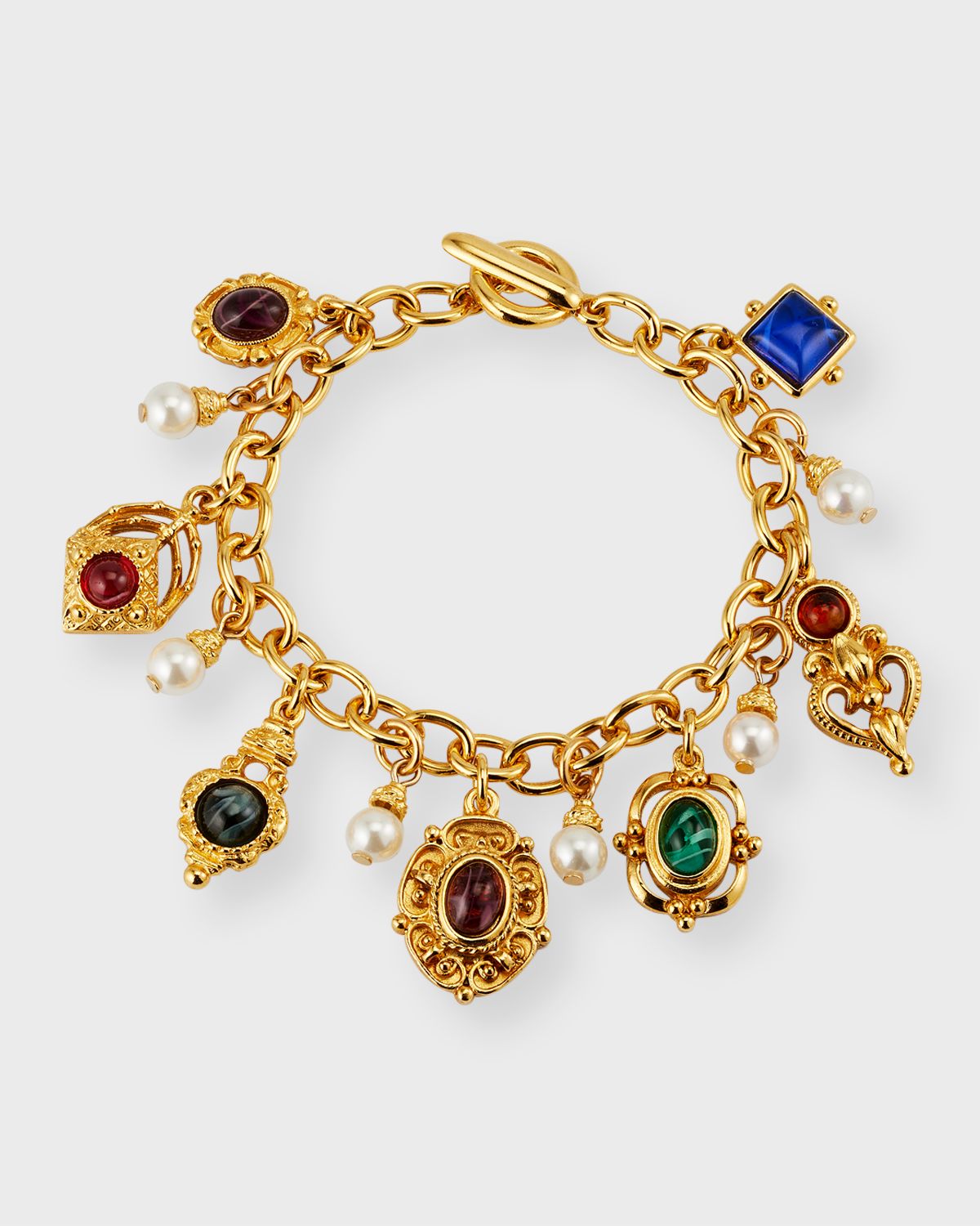 Ben-Amun Stone and Pearly Charm Bracelet