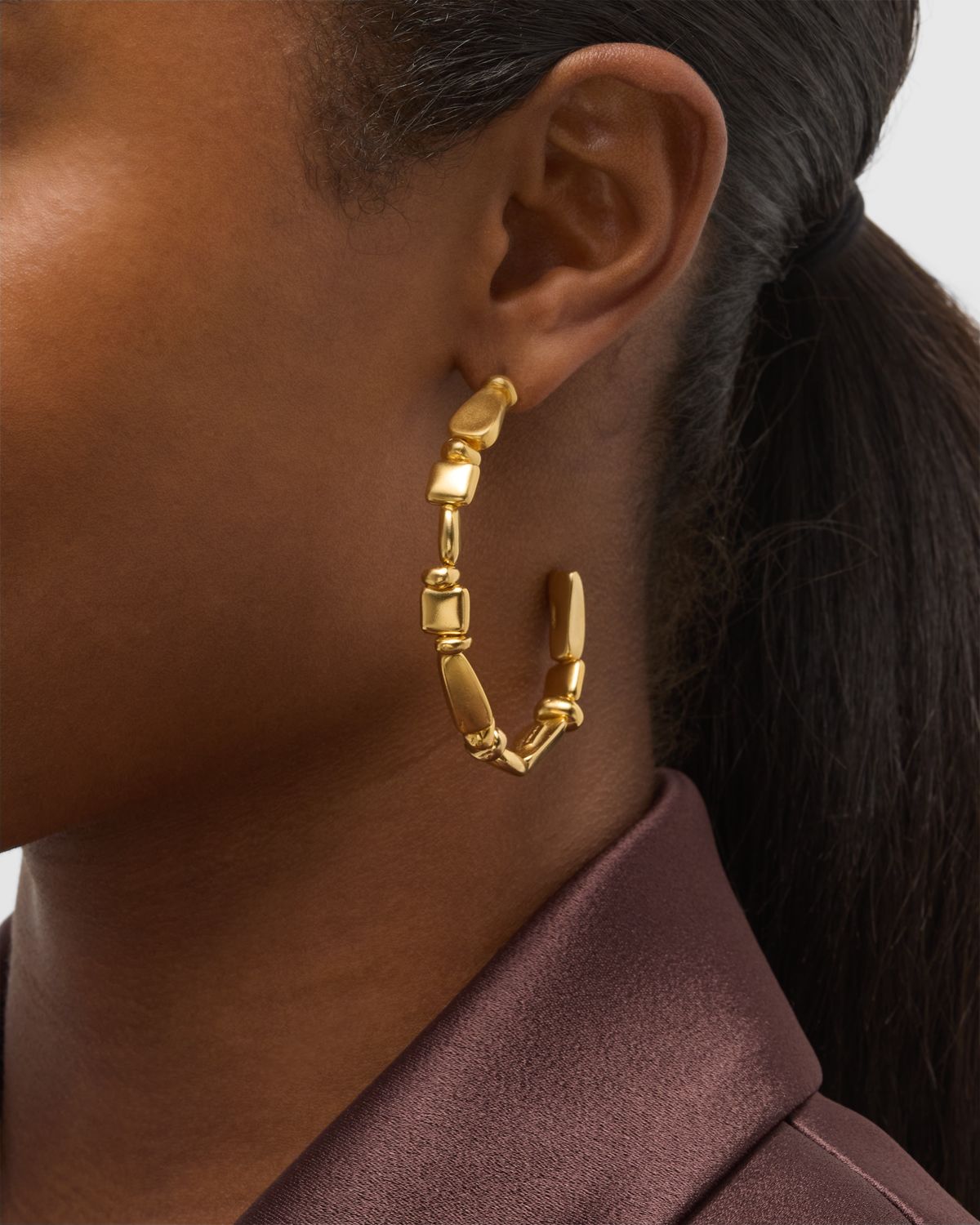 Ben-Amun 24k Gold Electroplated Nuggets Hoop Earrings