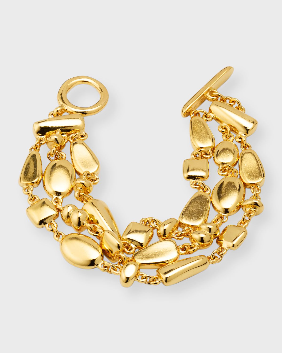 Ben-Amun 3-Row Gold Nuggets Bracelet