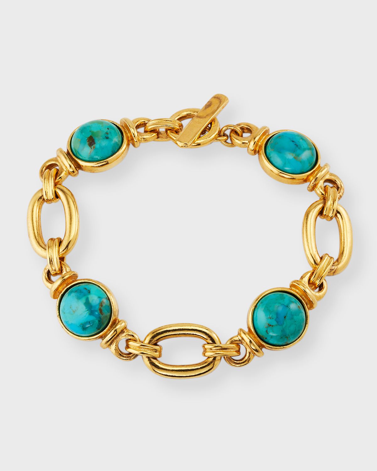 Ben-Amun Gold Chain Bracelet With Turquoise Stones