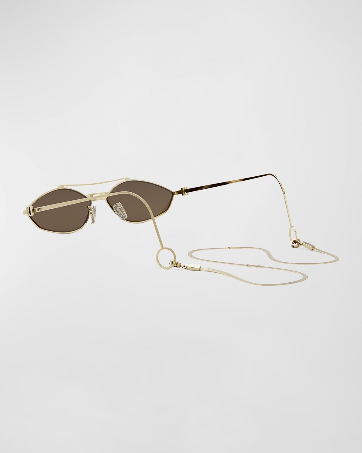 Fendi Rimless Geometric Metal Aviator Sunglasses