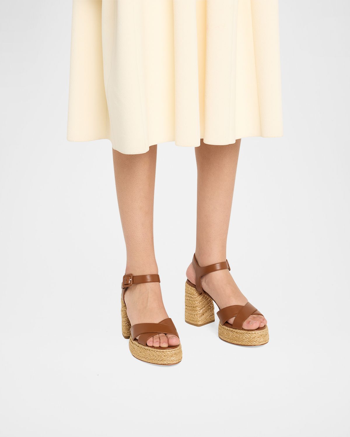 Christian Louboutin 70mm Calakala Leather Crisscross Espadrille Sandals