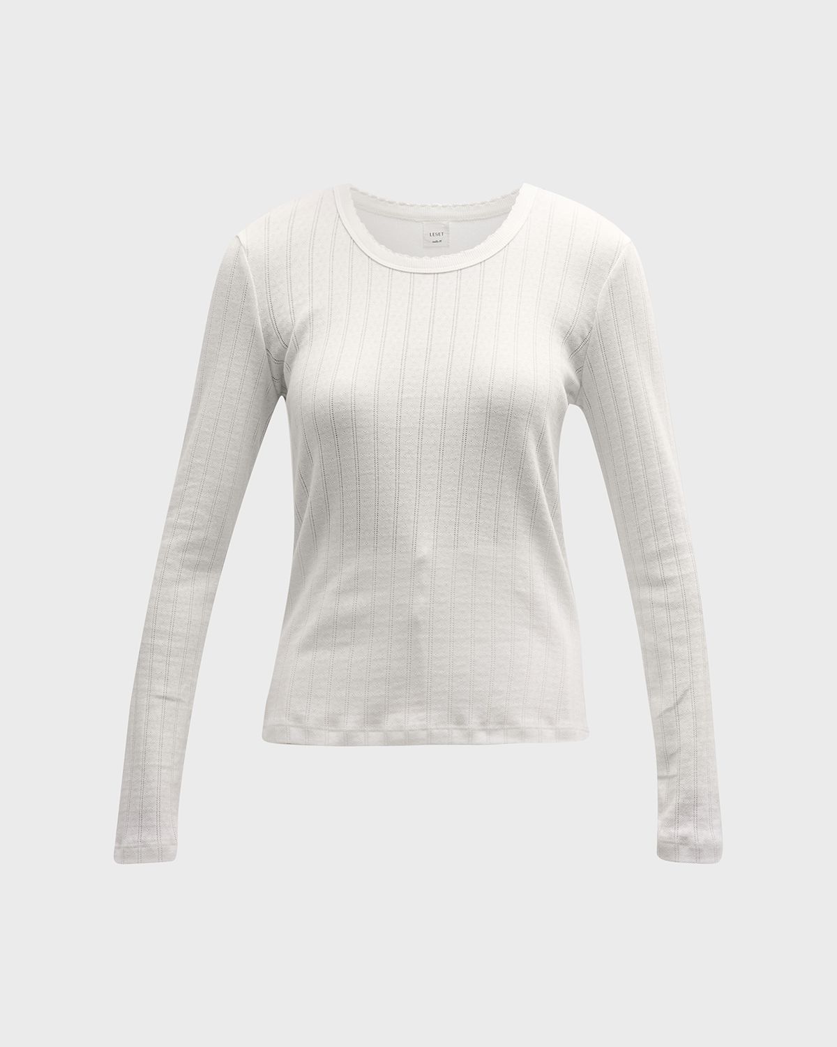 LESET Pointelle Slim-Fit Long-Sleeve T-Shirt