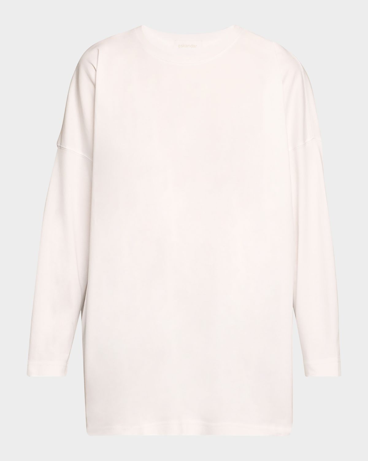 Eskandar Round Neck Long Sleeve Cotton T-Shirt | Thumbnail 3 Eskandar Round Neck Long Sleeve Cotton T-Shirt | Thumbnail 3