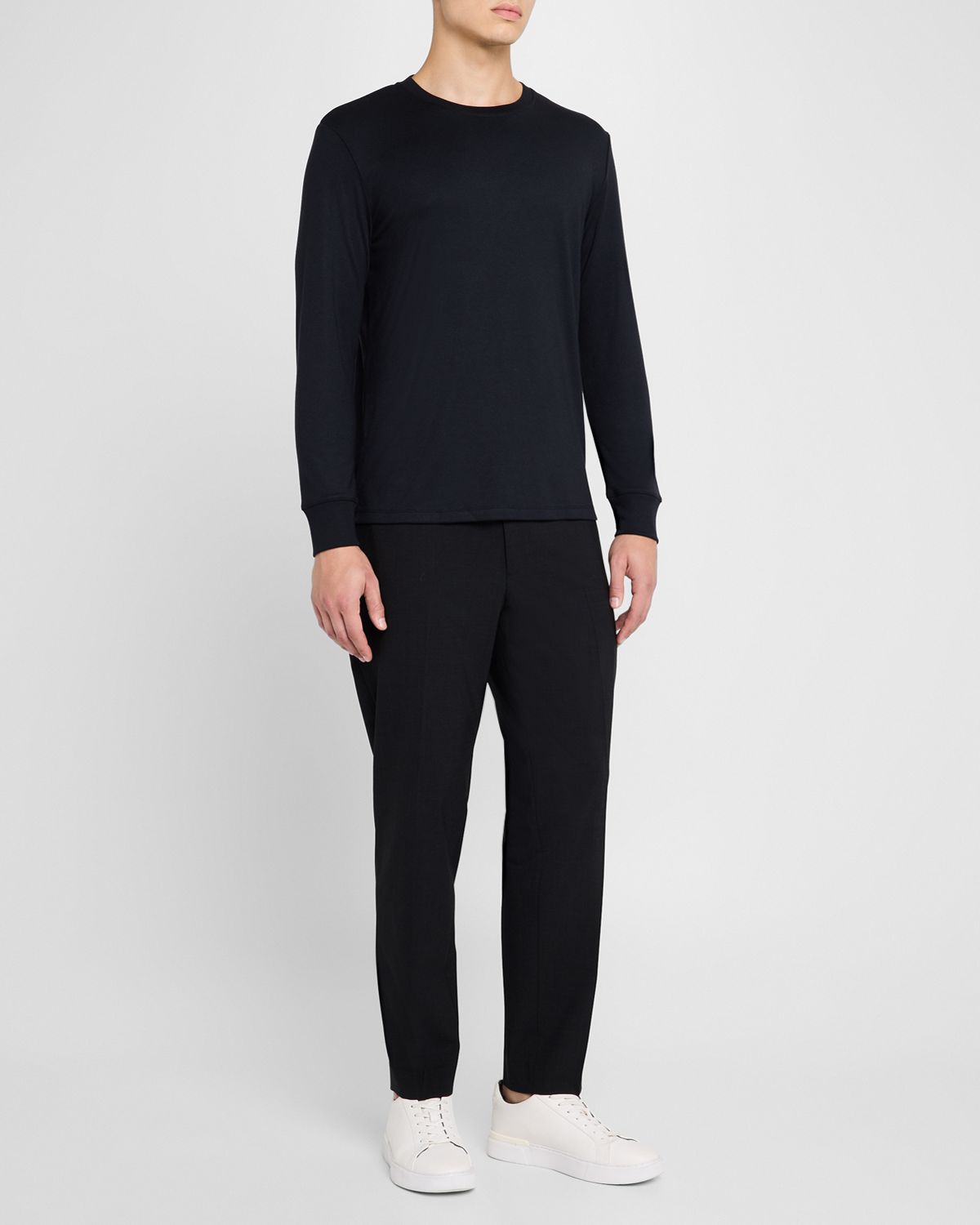 Theory Men 's Essential Tee Long Sleeve in Anemone Milano