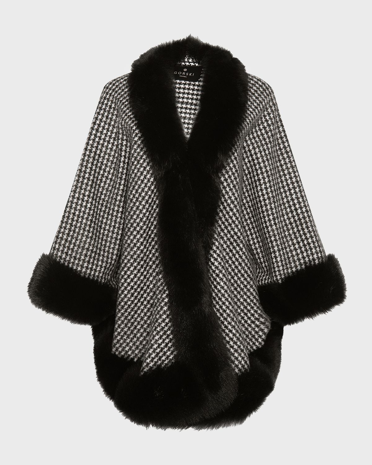 Gorski Cashmere Capelet with Lamb Shearling Trim