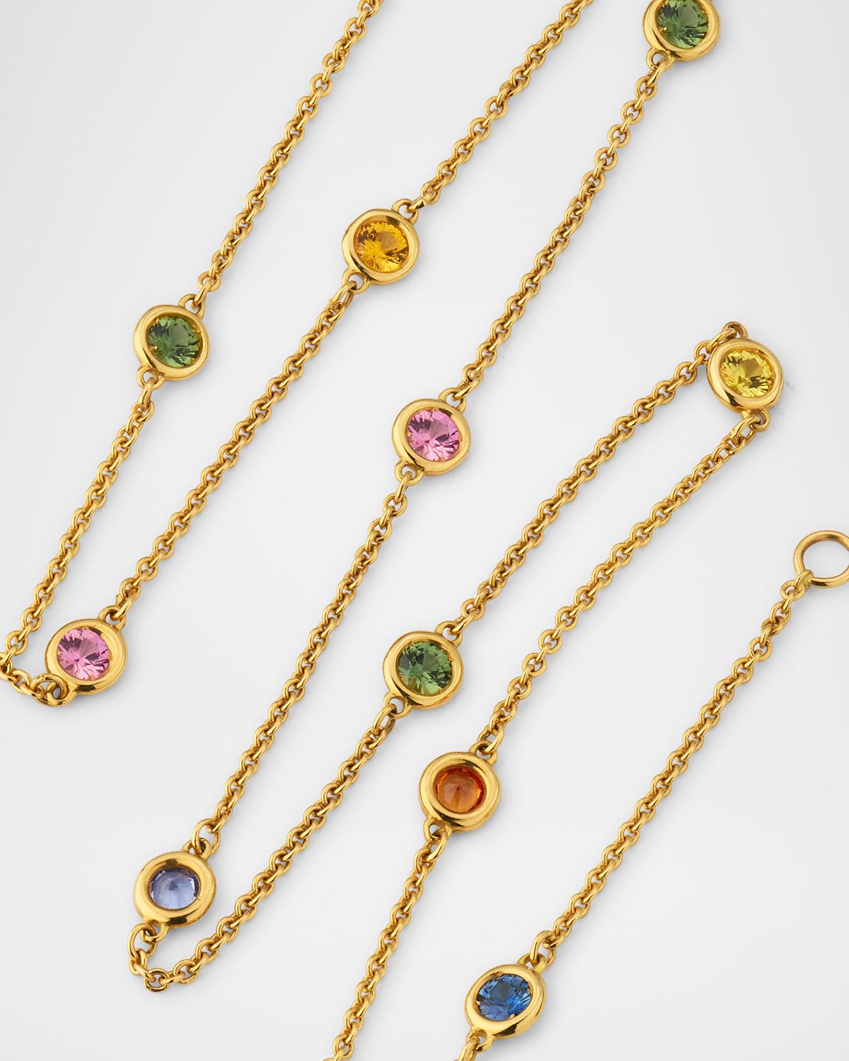 Krisonia 18K Yellow Gold Multicolor Sapphire Chain Necklace, 18"L | Thumbnail 2