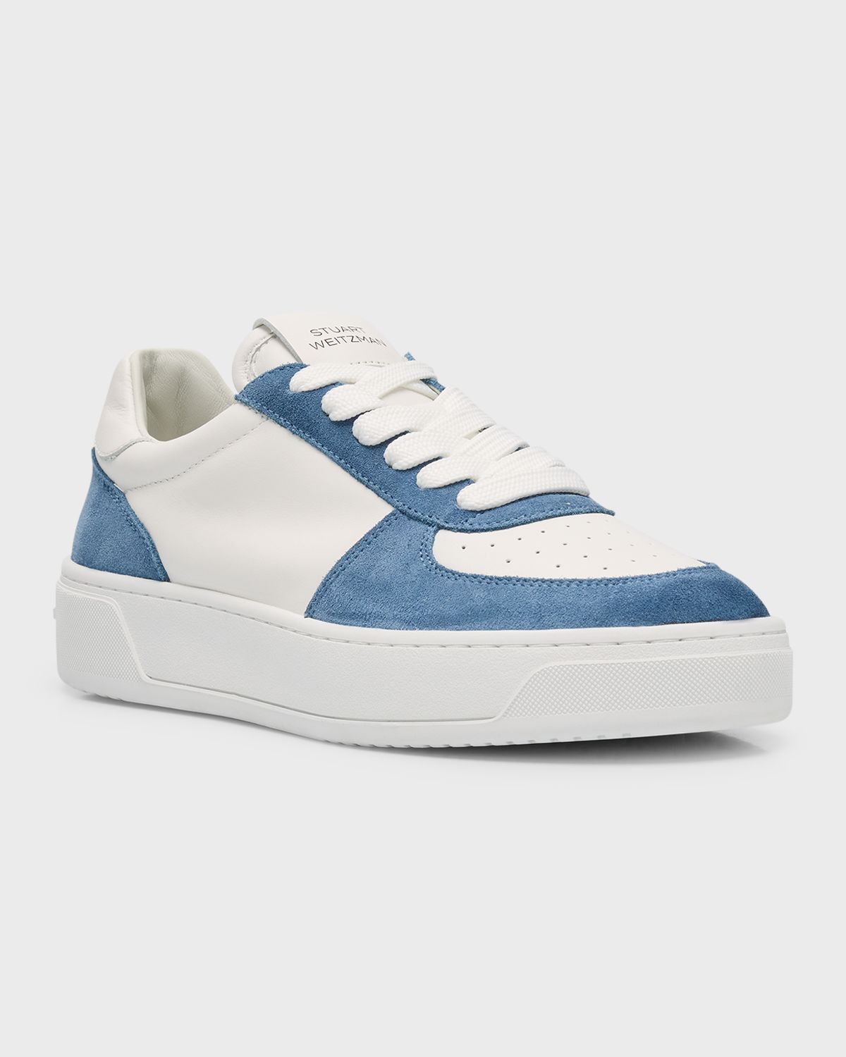 Stuart Weitzman Mixed Leather Courtside Low-Top Sneakers