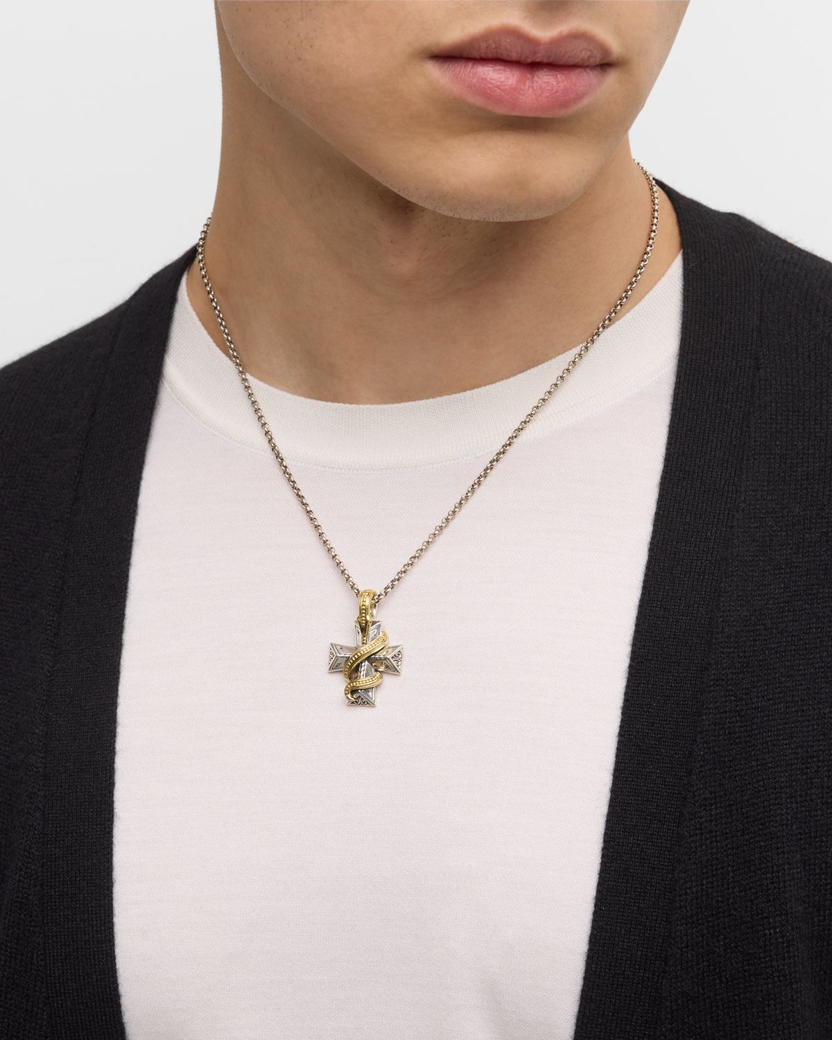 Konstantino Men 's Two-Tone Serpent Cross Pendant
