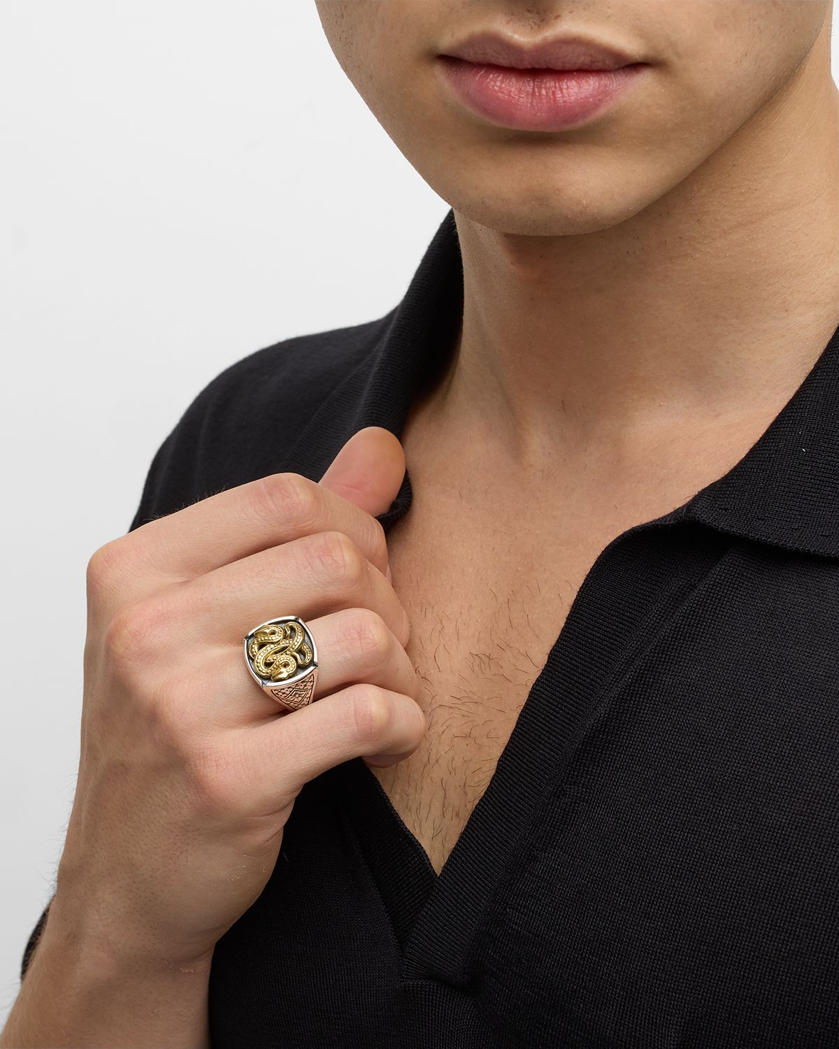 Konstantino Men 's Two-Tone Serpent Statement Ring