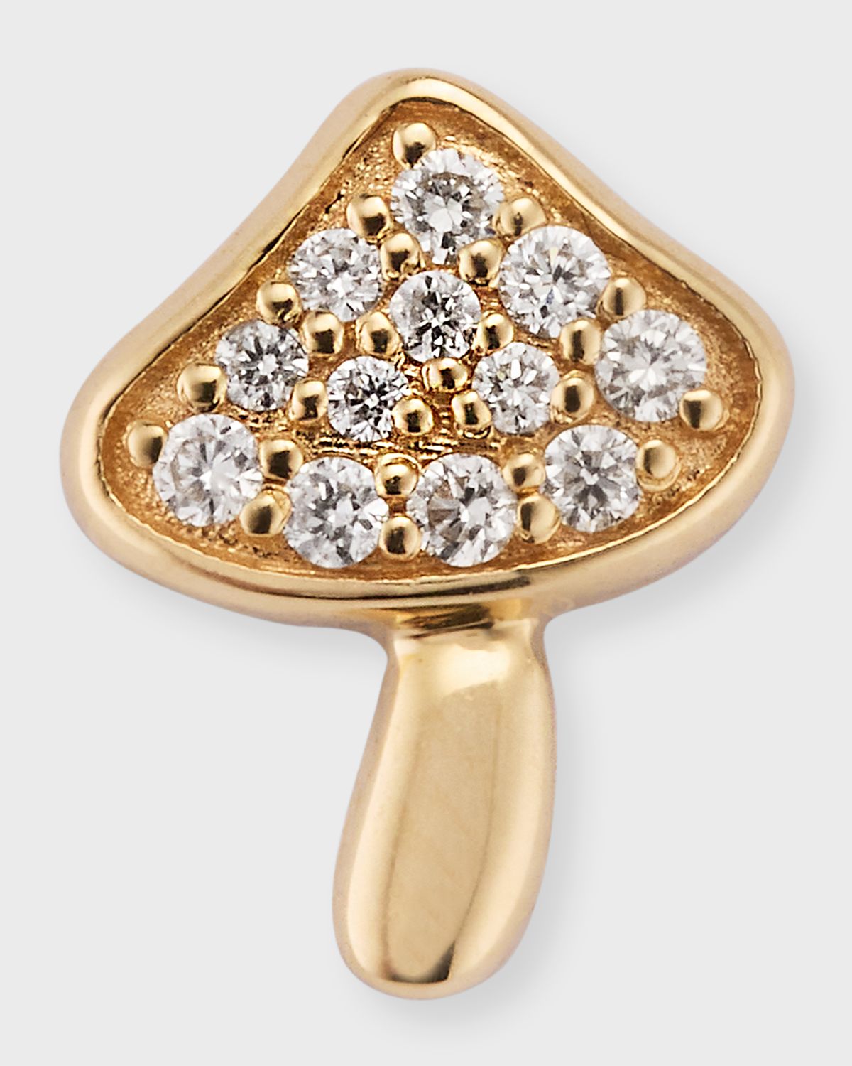 Sydney Evan 14K Yellow Gold Small Mushroom Diamond Stud Earring, Single