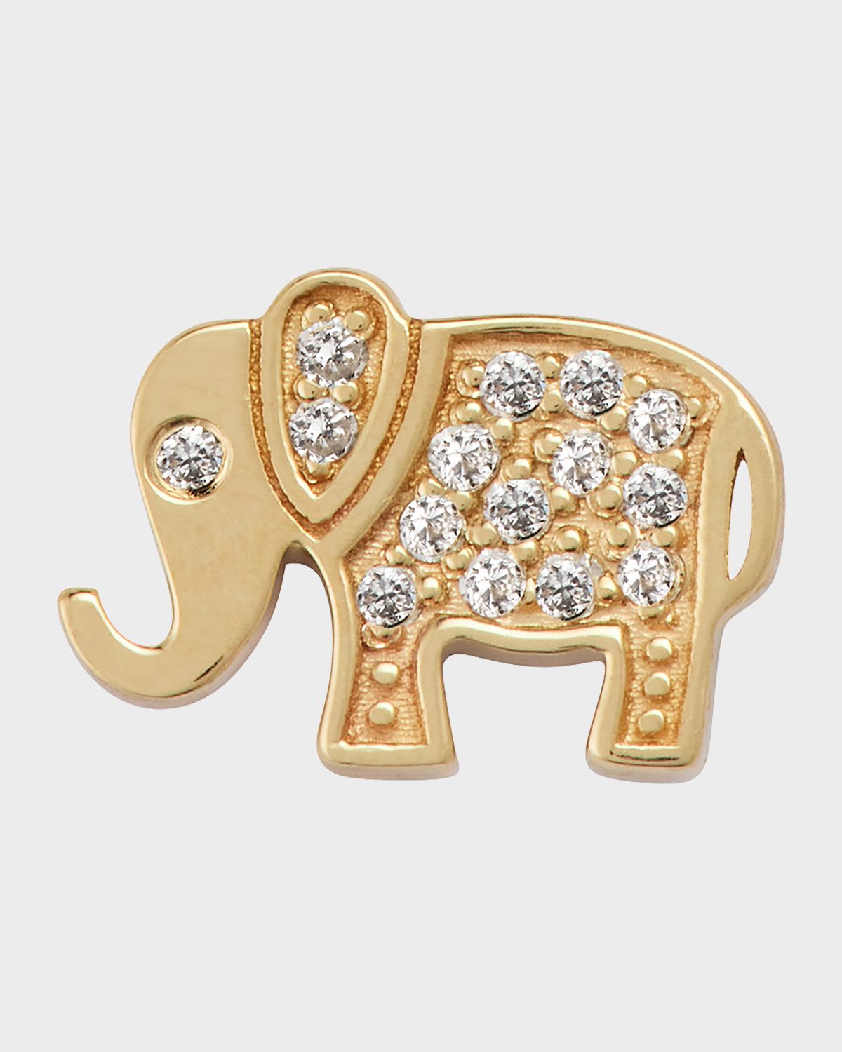 Sydney Evan 14K Gold and Diamond Pave Elephant Single Stud Earring, Left