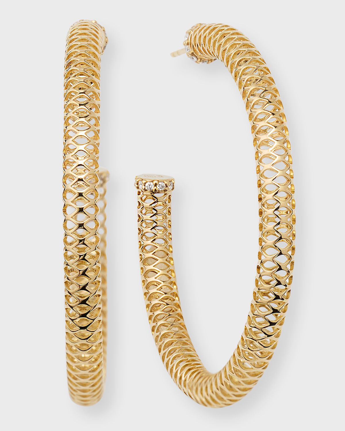 Sydney Evan 14K Yellow Gold Large Fishnet Diamond Tube Hoop Earrings