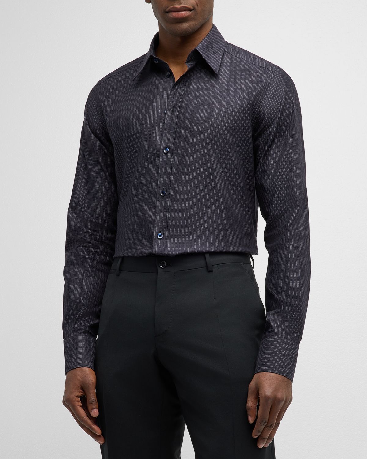 Dolce & Gabbana Men 's Pindot Cotton Dress Shirt