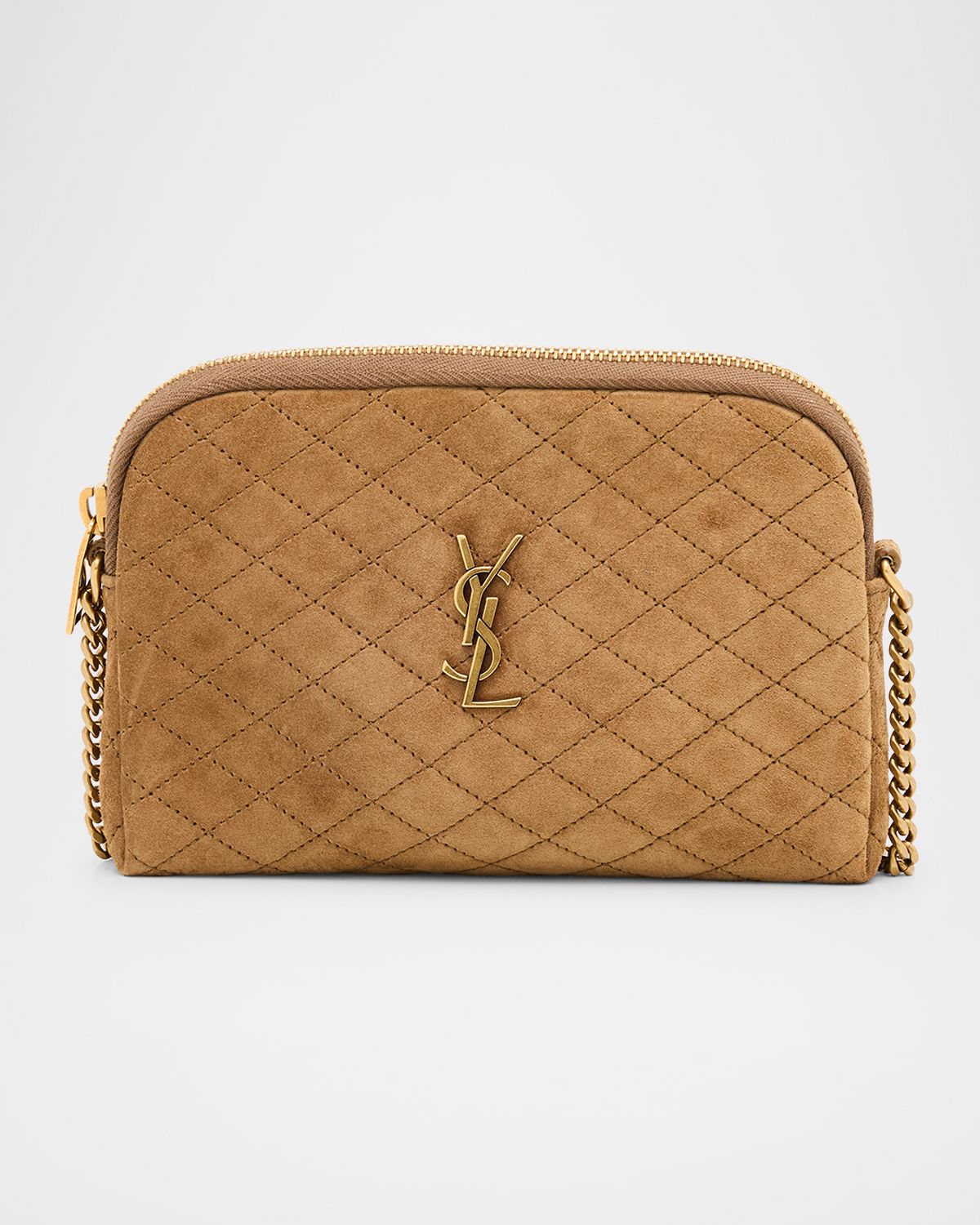 Saint Laurent Gaby Mini YSL Crossbody Bag in Quilted Suede