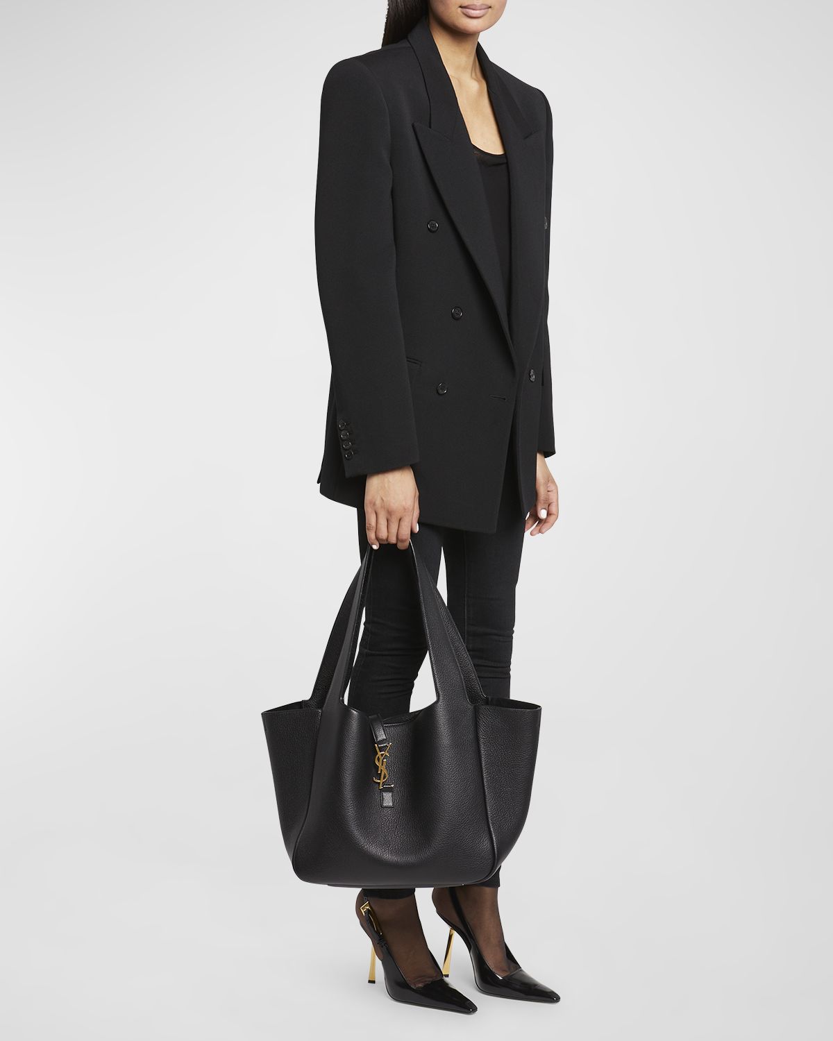 Saint Laurent Le 5 À 7 Bea Cabas YSL Tote Bag in Supple Leather