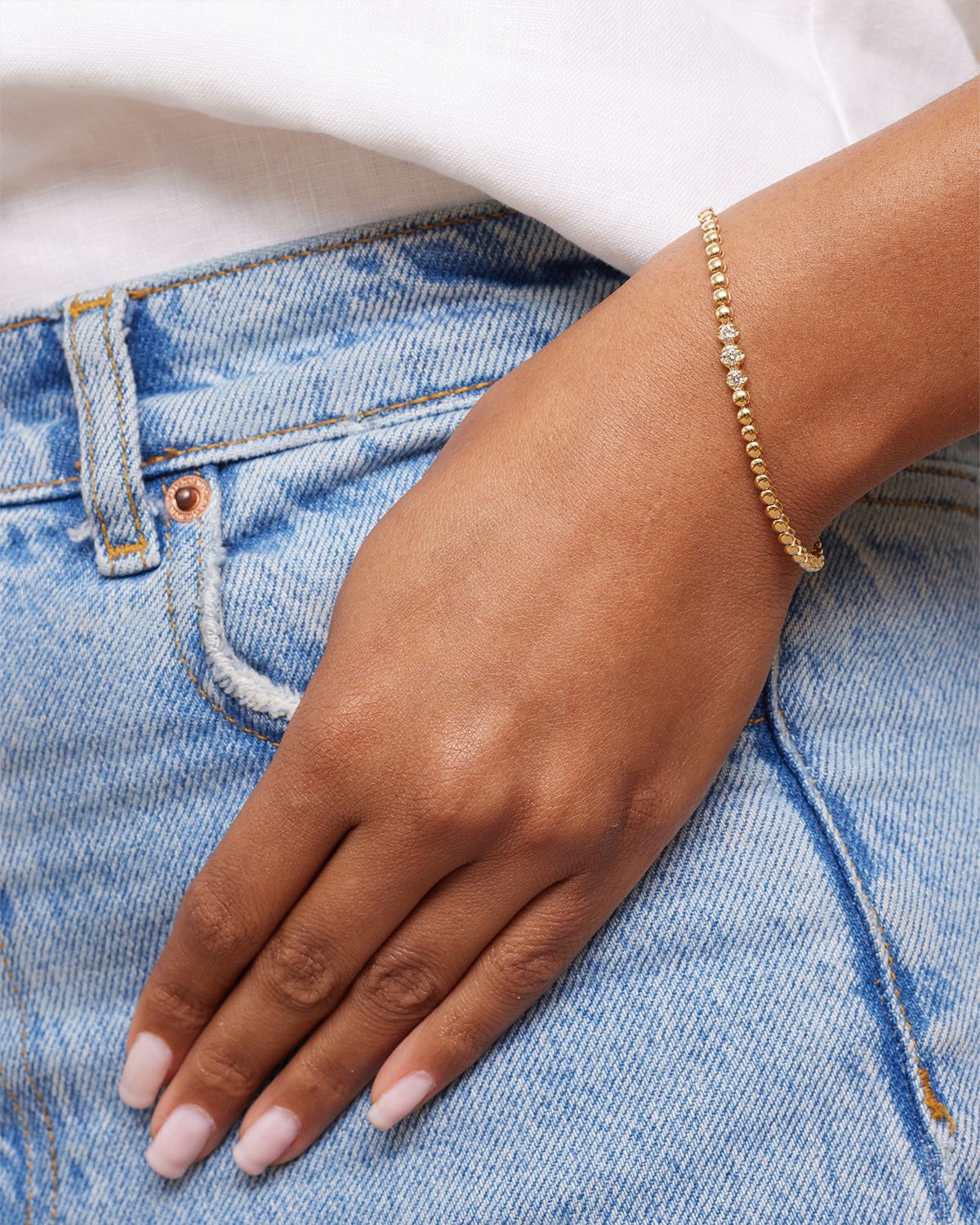 Jennifer Meyer Mini Bezel Tennis Bracelet with 3 Set Diamonds