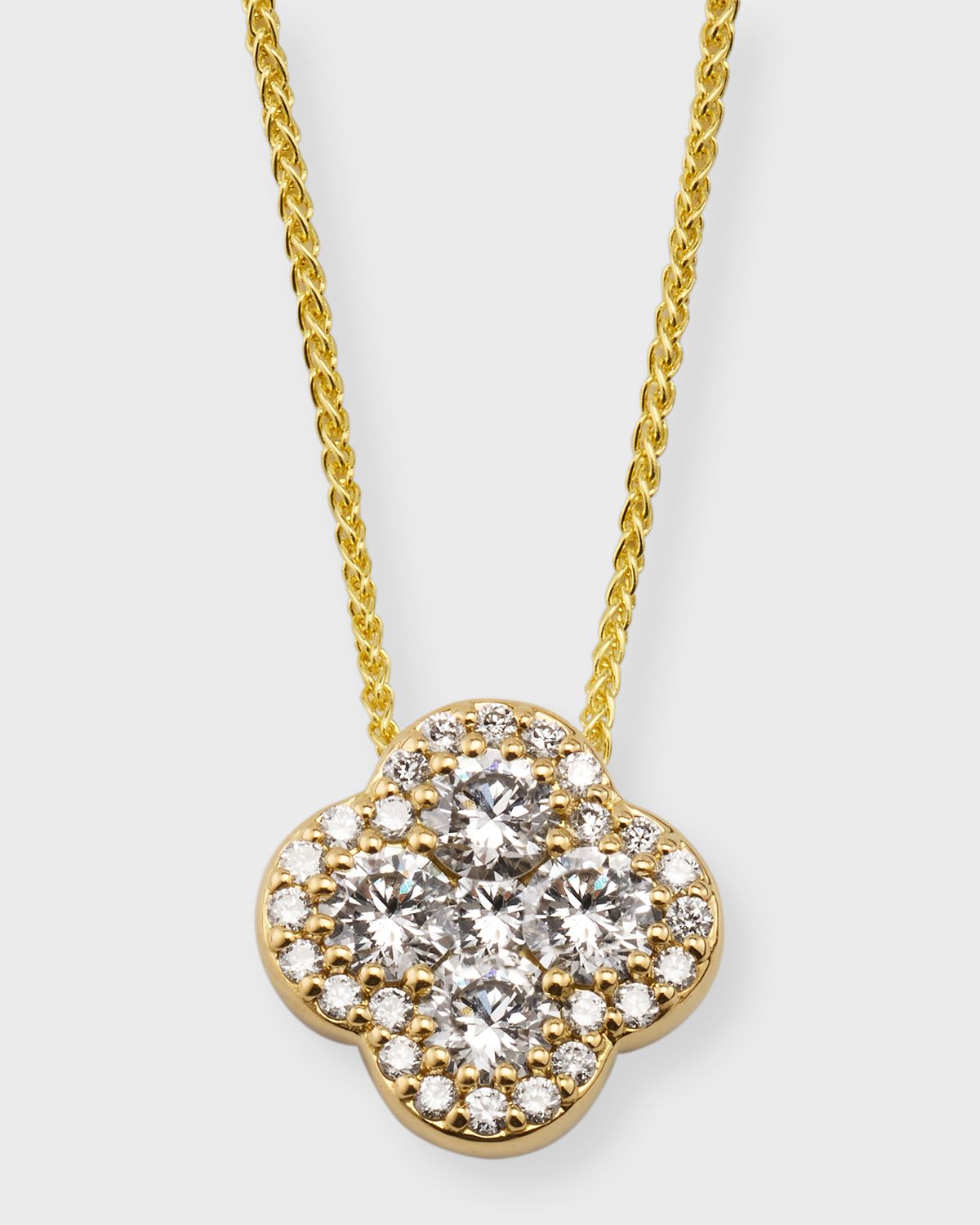 Neiman Marcus Diamonds 18K Yellow Gold Pave GH/SI Diamond Flower Pendant on 18" Chain, 0.68tcw