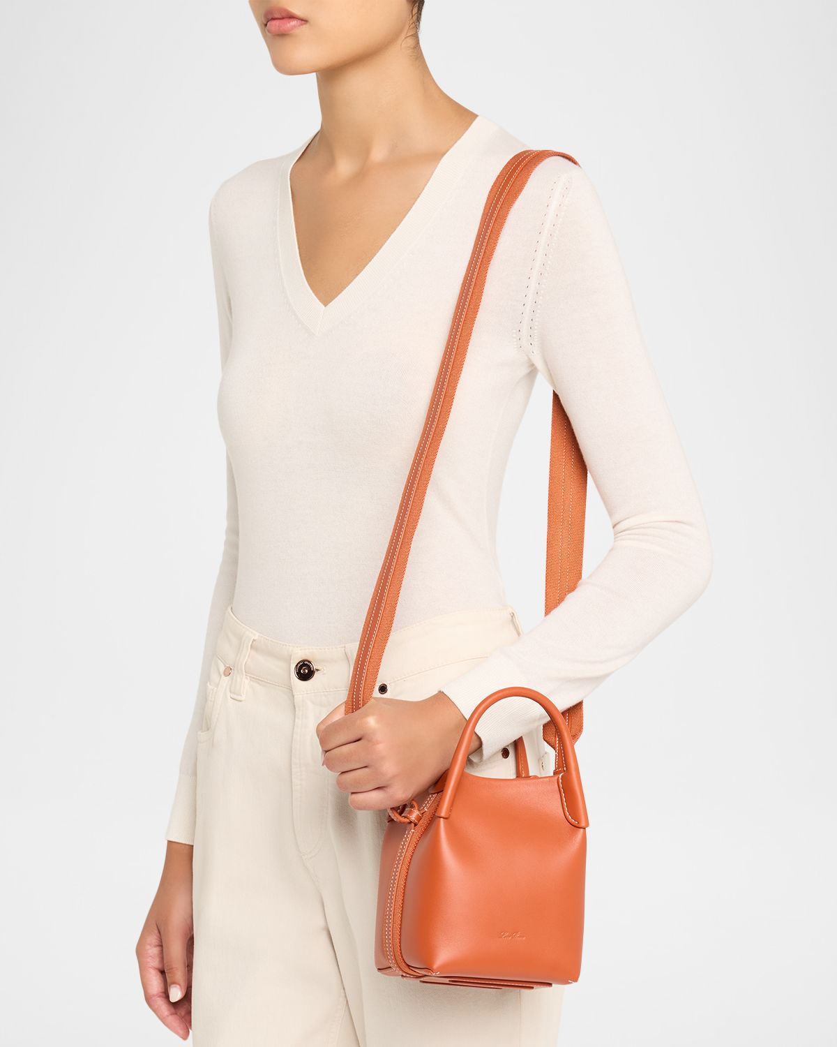 Loro Piana Bale Micro Rounded Leather Top-Handle Bag