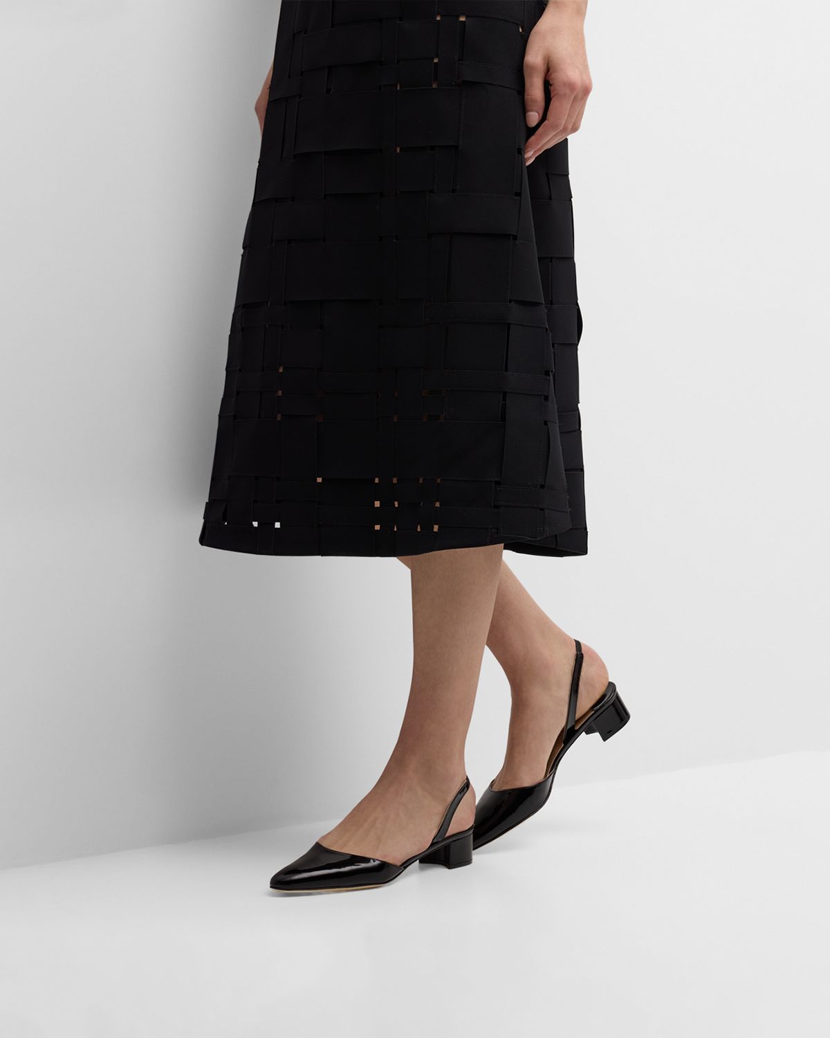 Manolo Blahnik Aspro Leather Slingback Ballerina Pumps