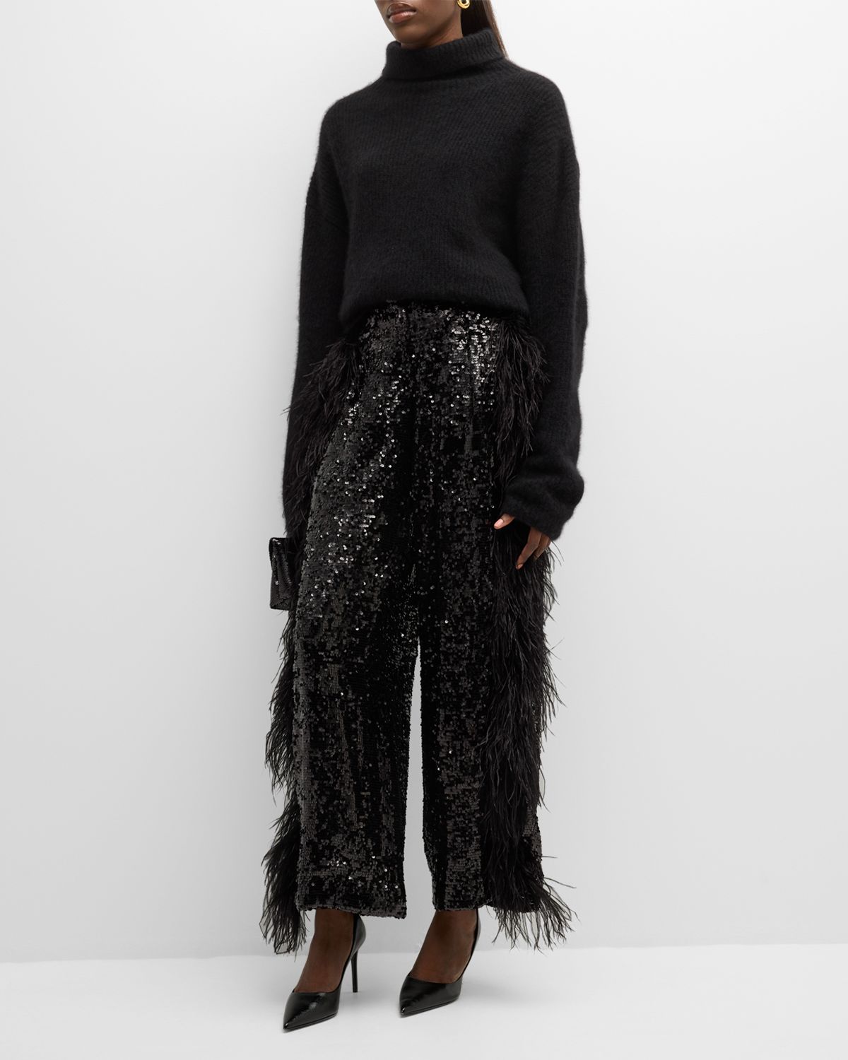 LAPOINTE Airy Cashmere Silk Ribbed Turtleneck Sweater