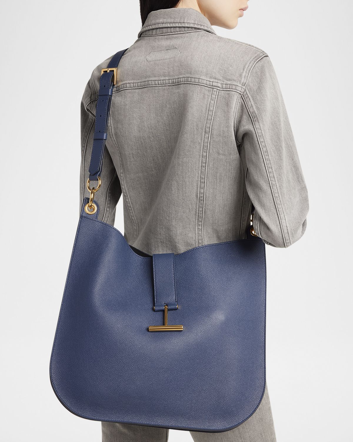 TOM FORD Tara Large Hobo Crossbody in Grained Leather