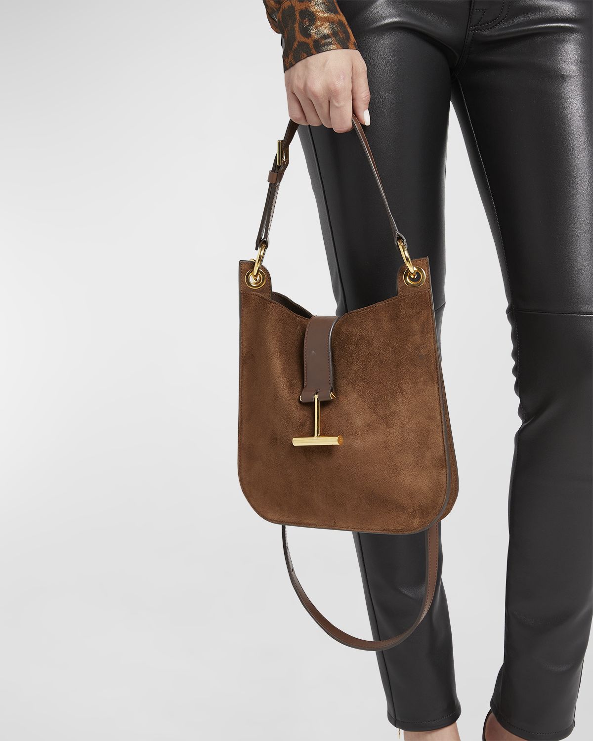 TOM FORD Tara Small Hobo Crossbody in Suede