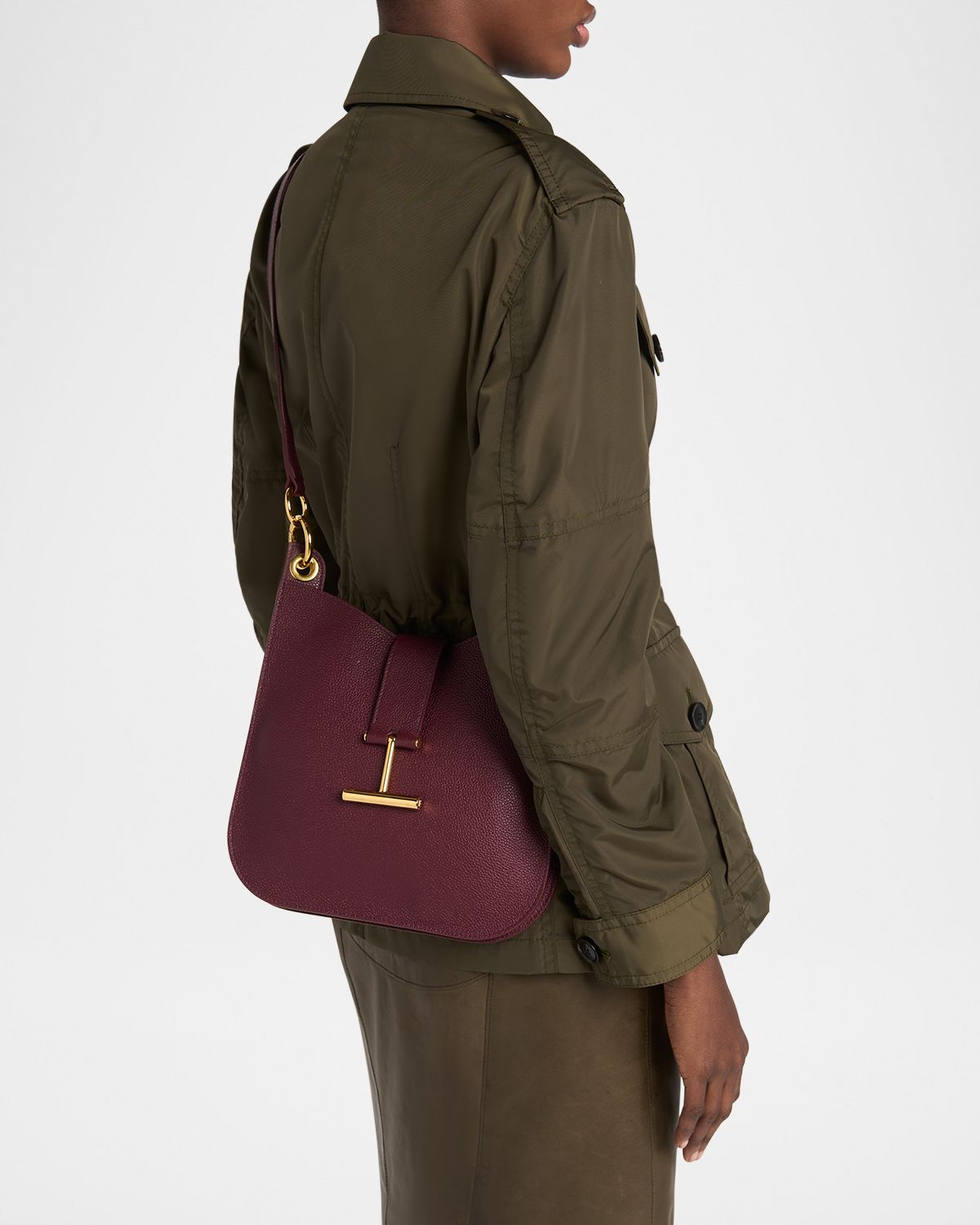 TOM FORD Tara Small Hobo Crossbody in Grained Leather