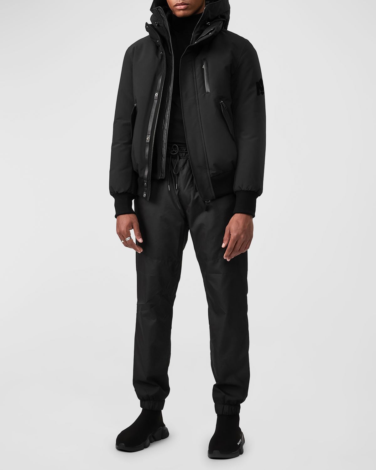Mackage Men 's Dixon Down Bomber Jacket with Hooded Bib