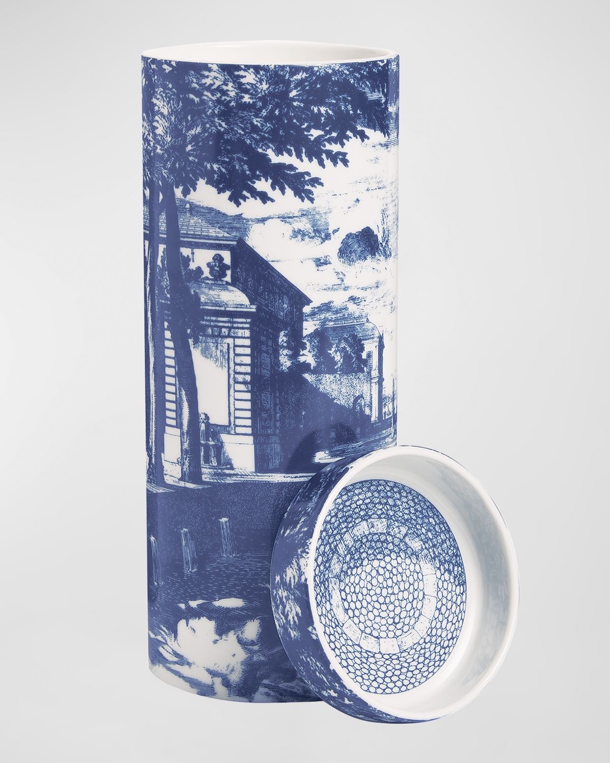 Fornasetti Scented Tower Candle Blue & White/Giardino Settecentesco