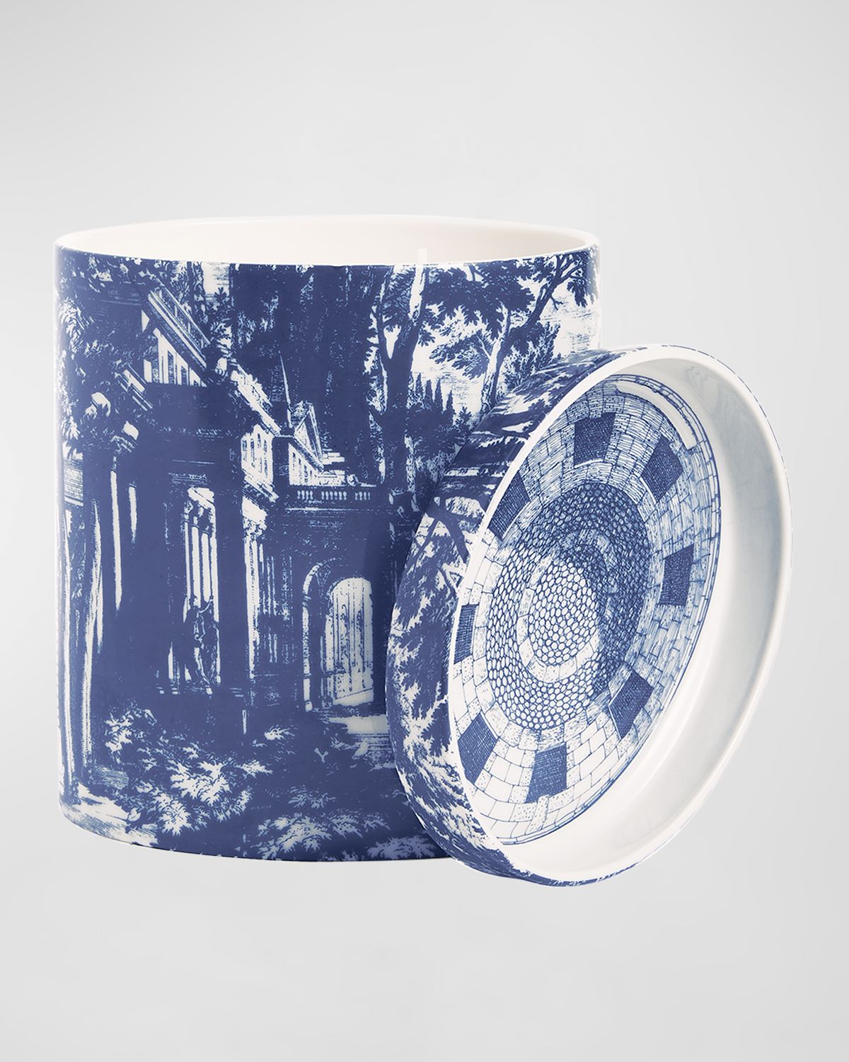 Fornasetti Scented Candle Large Blue & White/ Giardino Settecentesco