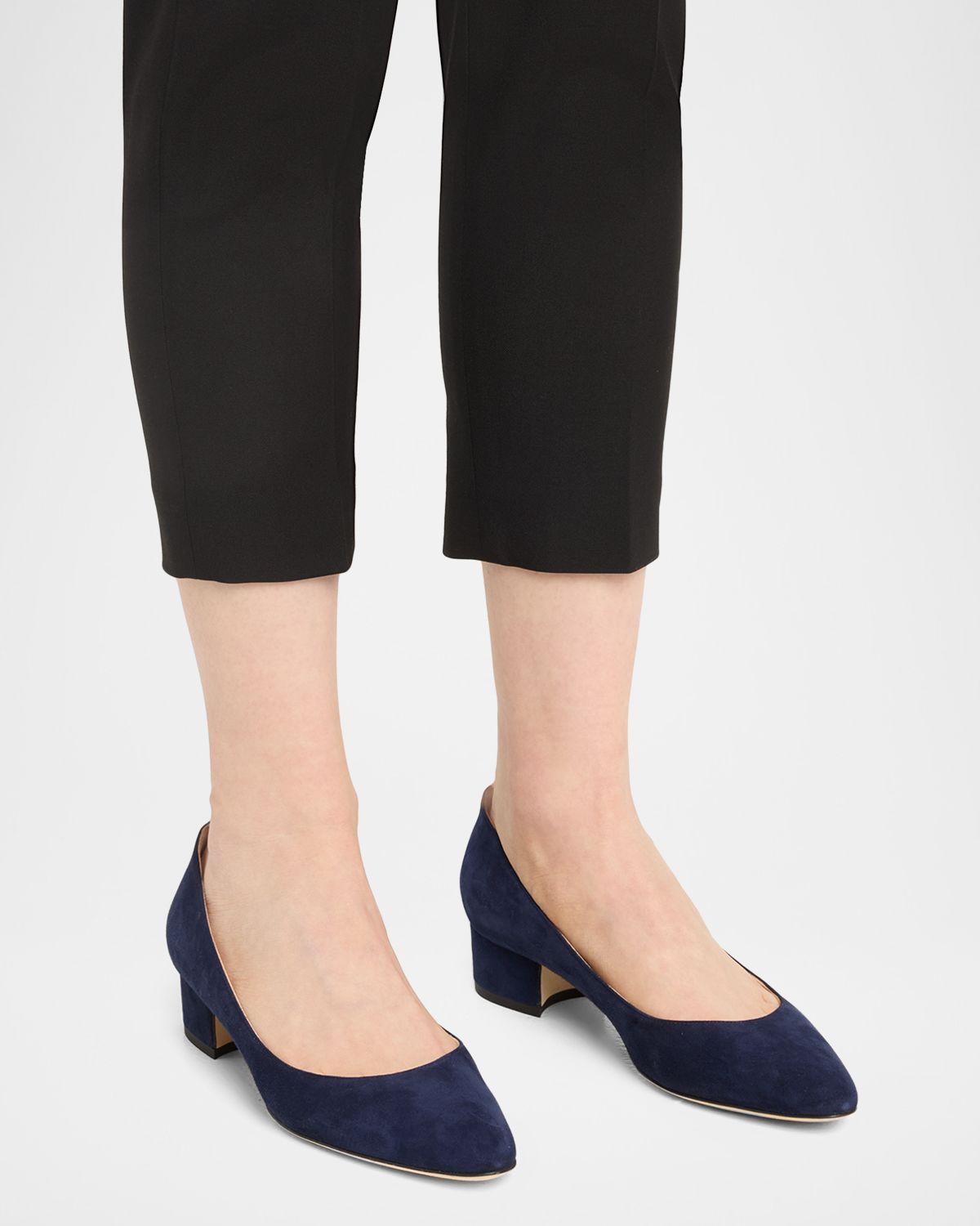 Manolo Blahnik Lista Suede Block-Heel Pumps | Thumbnail 5