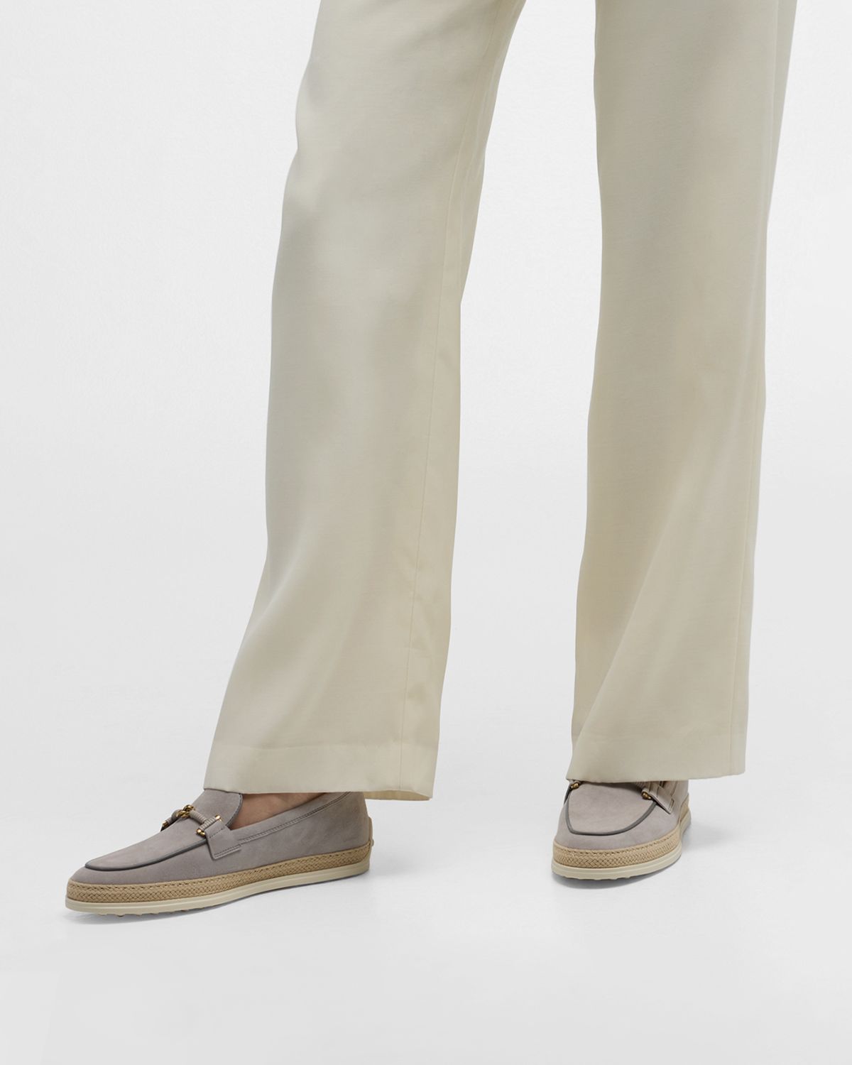 Tod 's Gomma Suede T-Ring Espadrille Driver Loafers