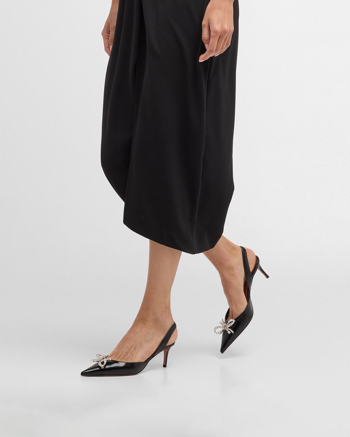 Amina Muaddi Rosie Crystal Bow Slingback Pumps