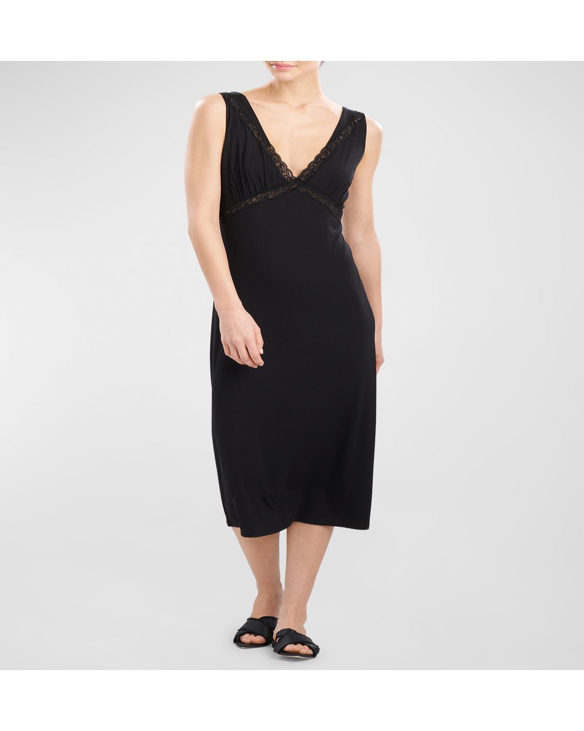Natori Feathers Essentials Lace-Trim Jersey Nightgown | Thumbnail 3