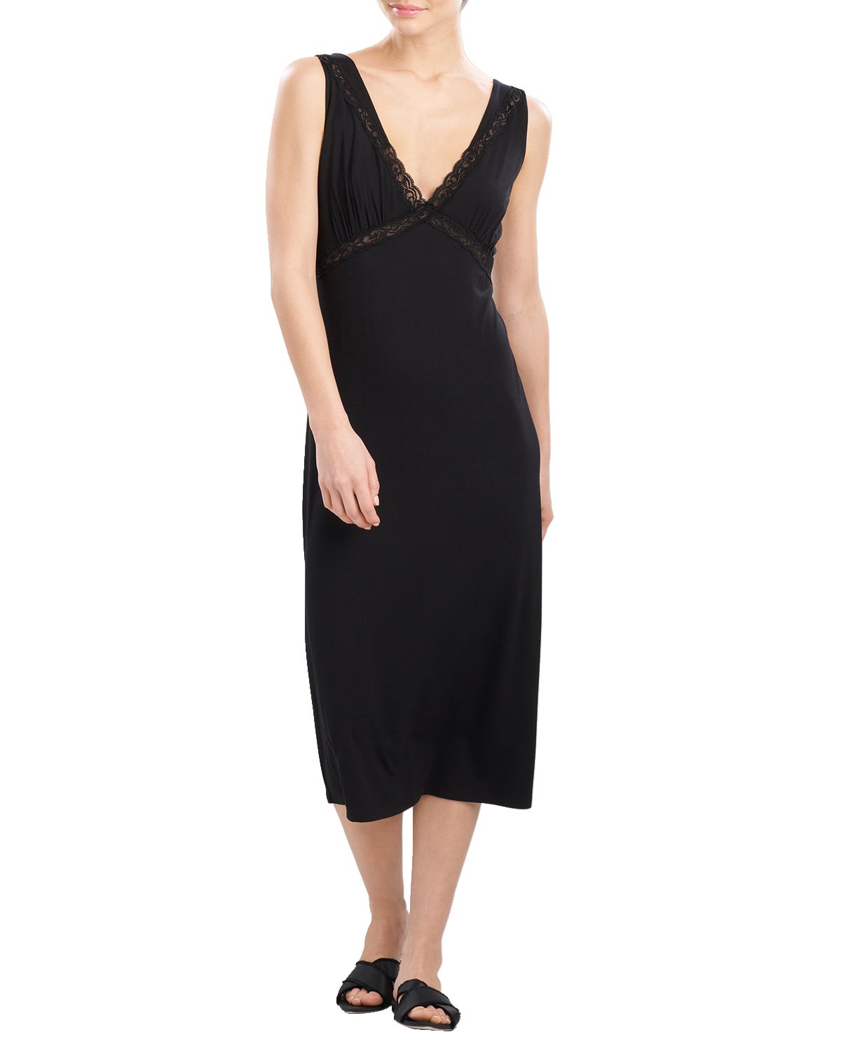 Natori Feathers Essentials Lace-Trim Jersey Nightgown | Thumbnail 4