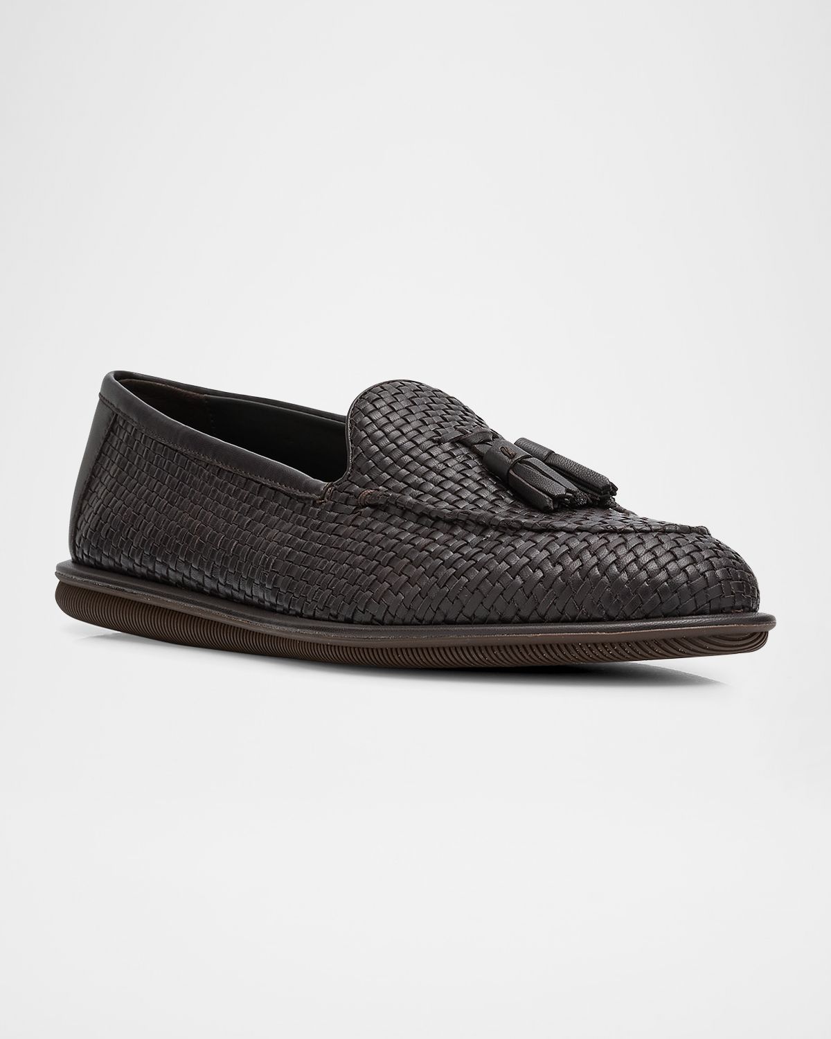 Giorgio Armani Men 's Woven Leather Tassel Loafers
