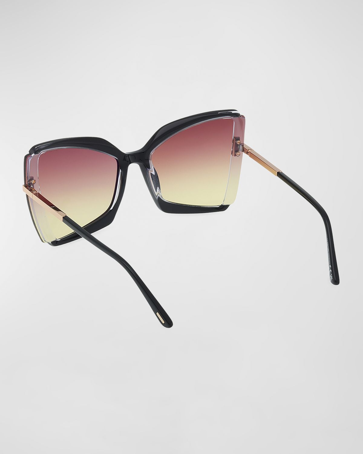 TOM FORD Gia Semi-Rimmed Acetate Butterfly Sunglasses