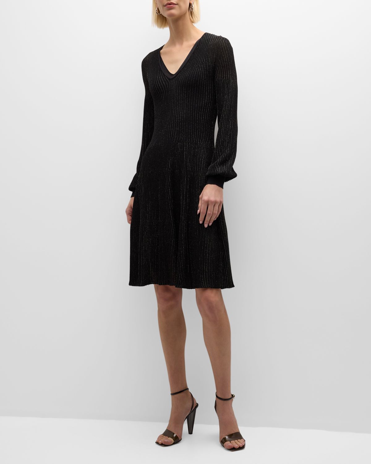 Emporio Armani Metallic Ribbed A-Line Midi Dress | Thumbnail 7 Emporio Armani Metallic Ribbed A-Line Midi Dress | Thumbnail 7