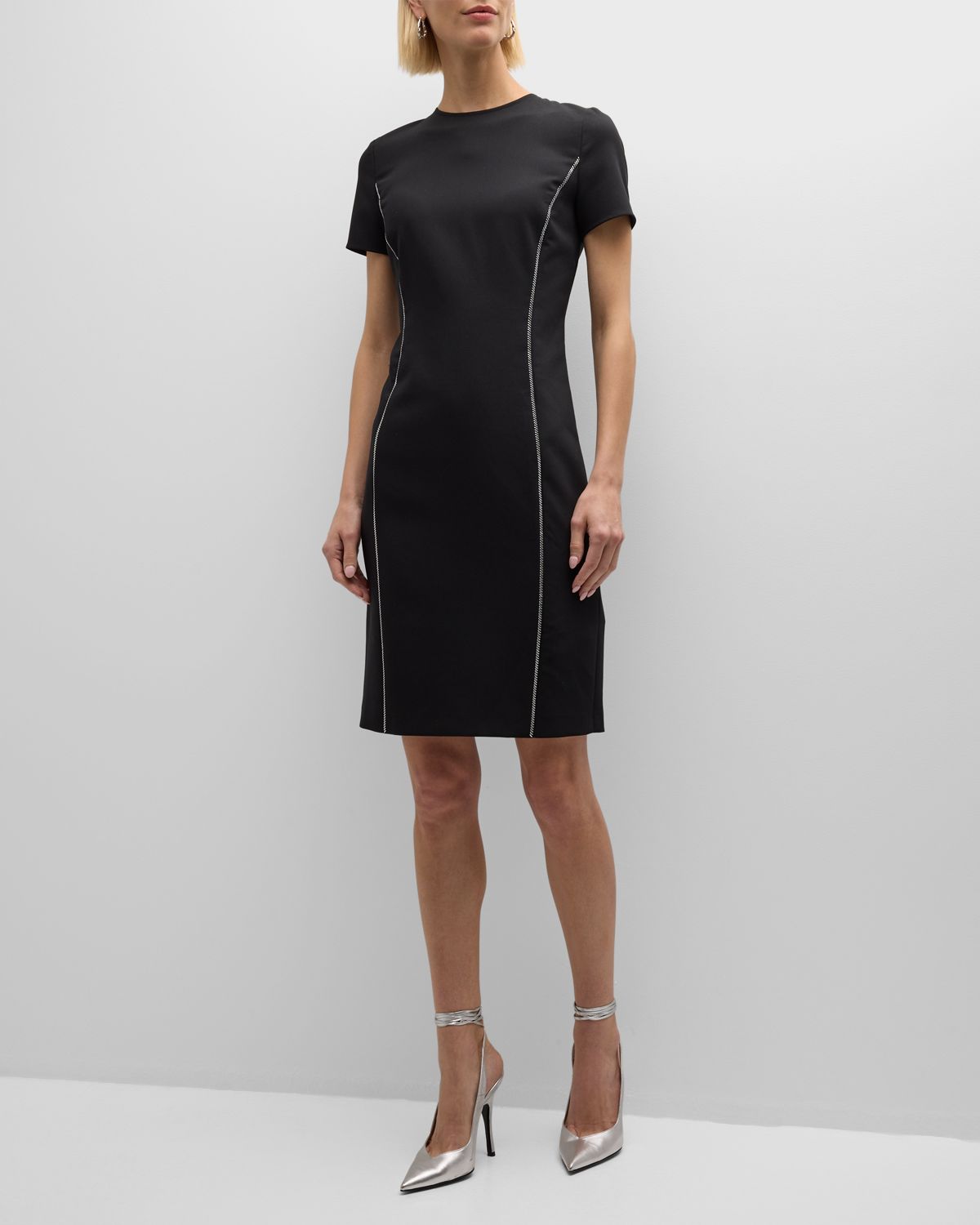 Emporio Armani Embellished Short-Sleeve Techno Cady Dress | Thumbnail 7 Emporio Armani Embellished Short-Sleeve Techno Cady Dress | Thumbnail 7